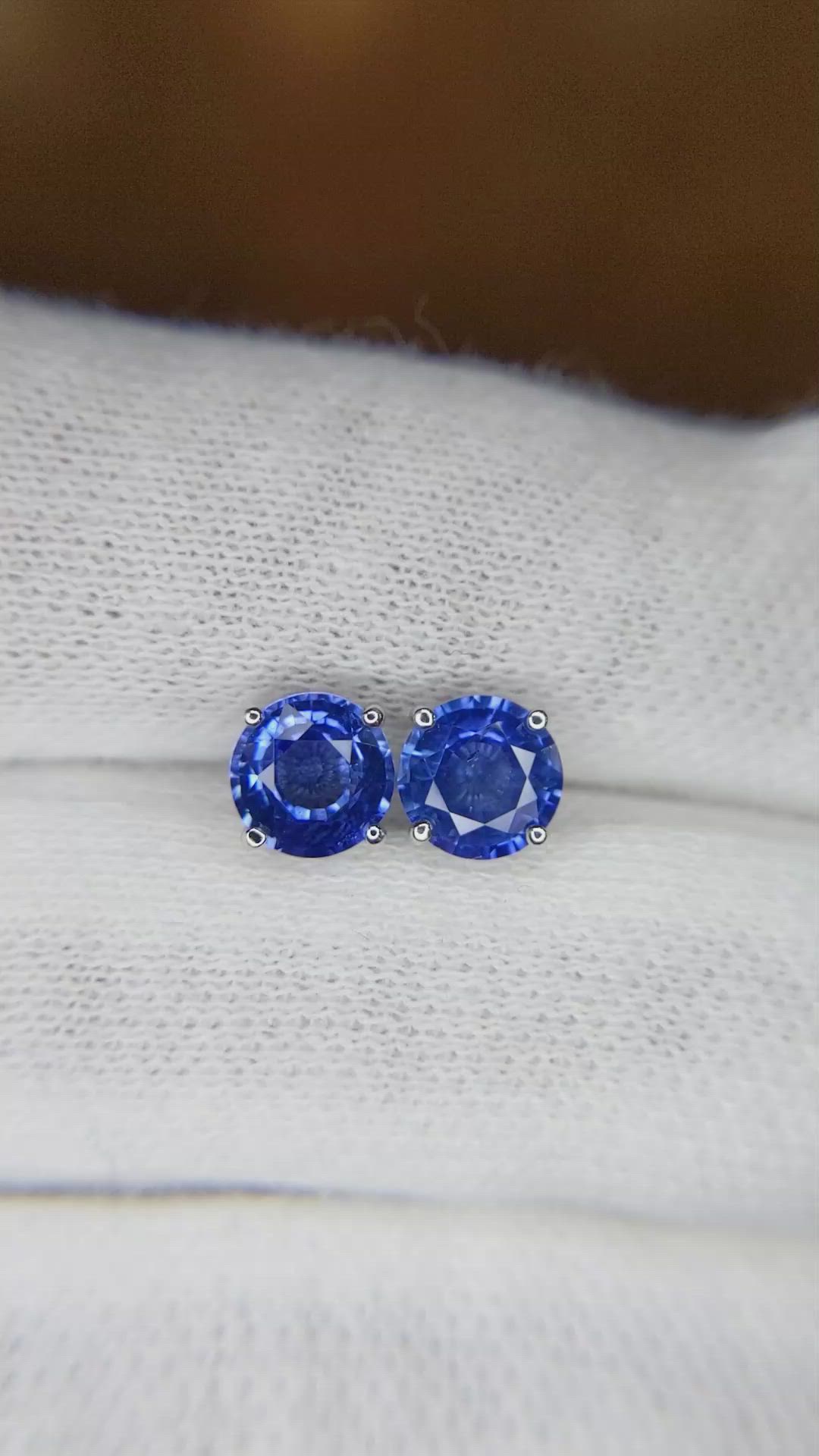 2.00 Ct.Tw. Blue Sapphire Studs Earrings, 14K White Gold Size Video