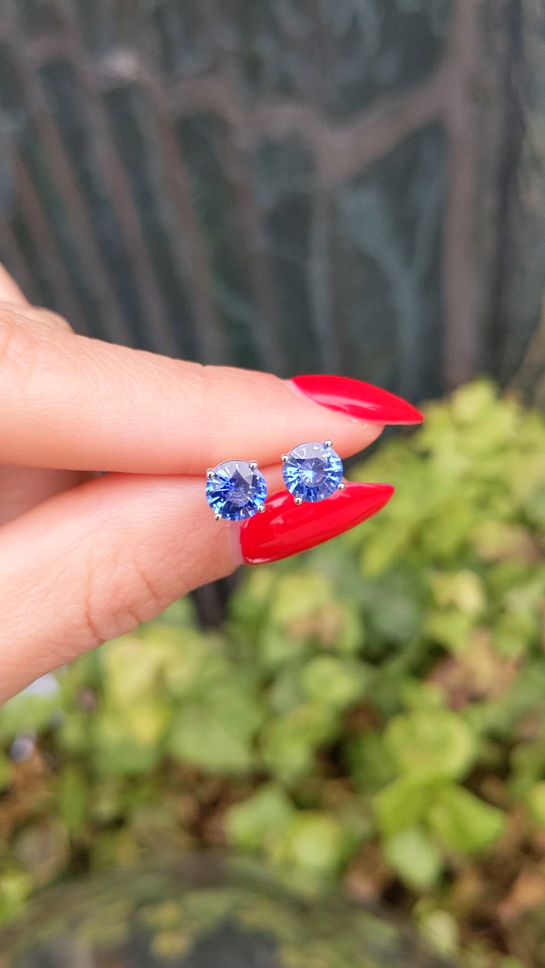 2.00 Ct.Tw. Blue Sapphire Studs Earrings, 14K White Gold Size Video
