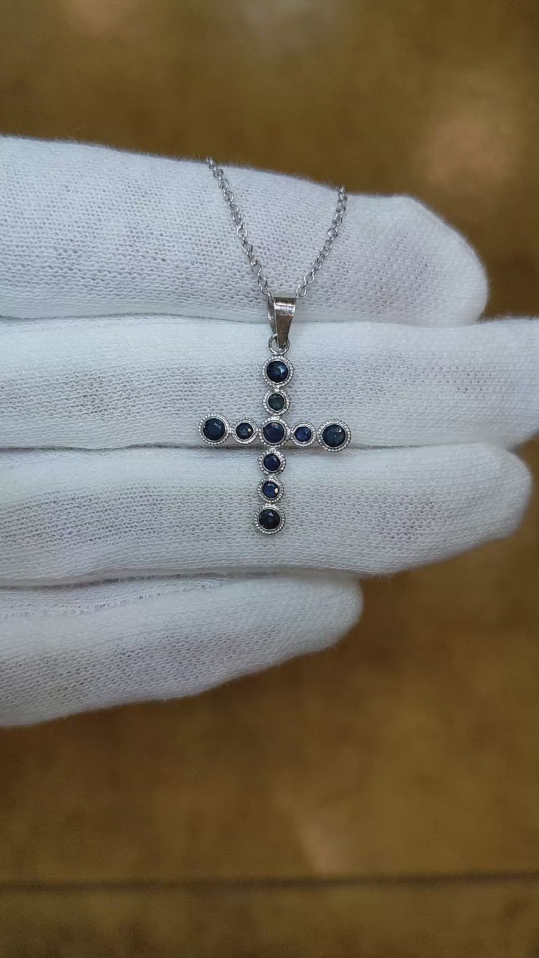 0.66 Ct. Blue Sapphire Bezel Pendant, 18K White Gold Size Video