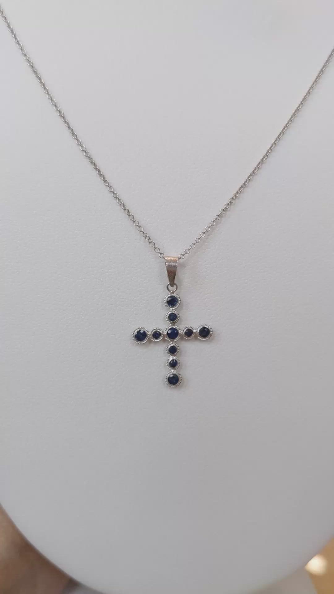 0.66 Ct. Blue Sapphire Bezel Pendant, 18K White Gold Size Video