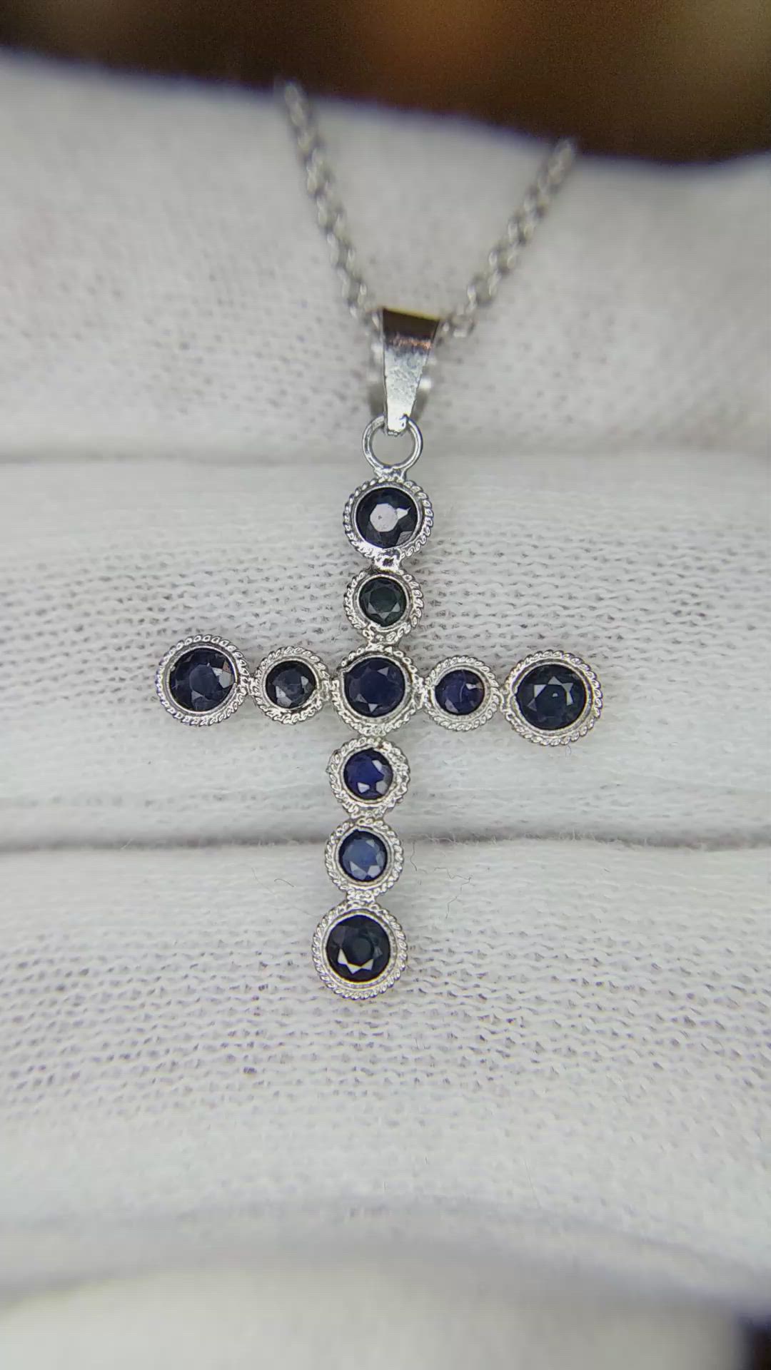 0.66 Ct. Blue Sapphire Bezel Pendant, 18K White Gold Size Video