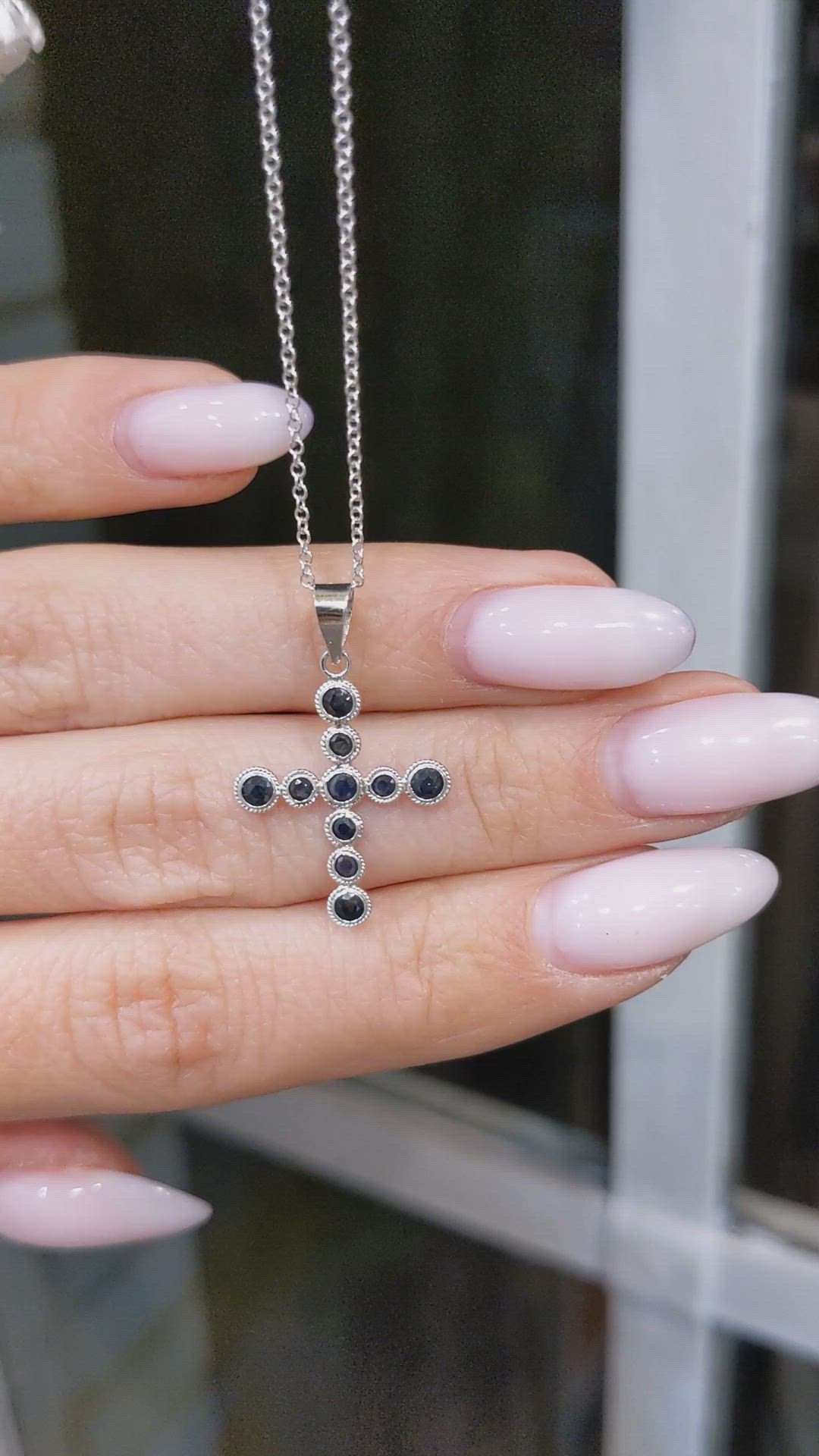 0.66 Ct. Blue Sapphire Bezel Pendant, 18K White Gold Size Video