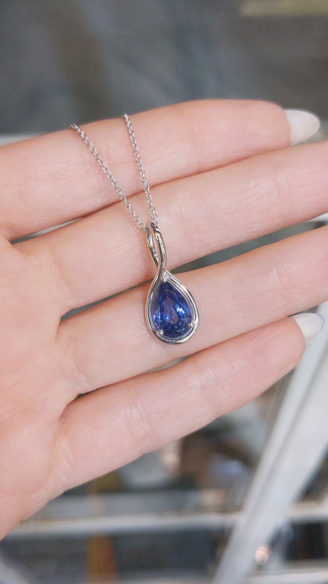 1.86 Ct. Color Change Sapphire Solitaire Pendant, 14K White Gold Size Video