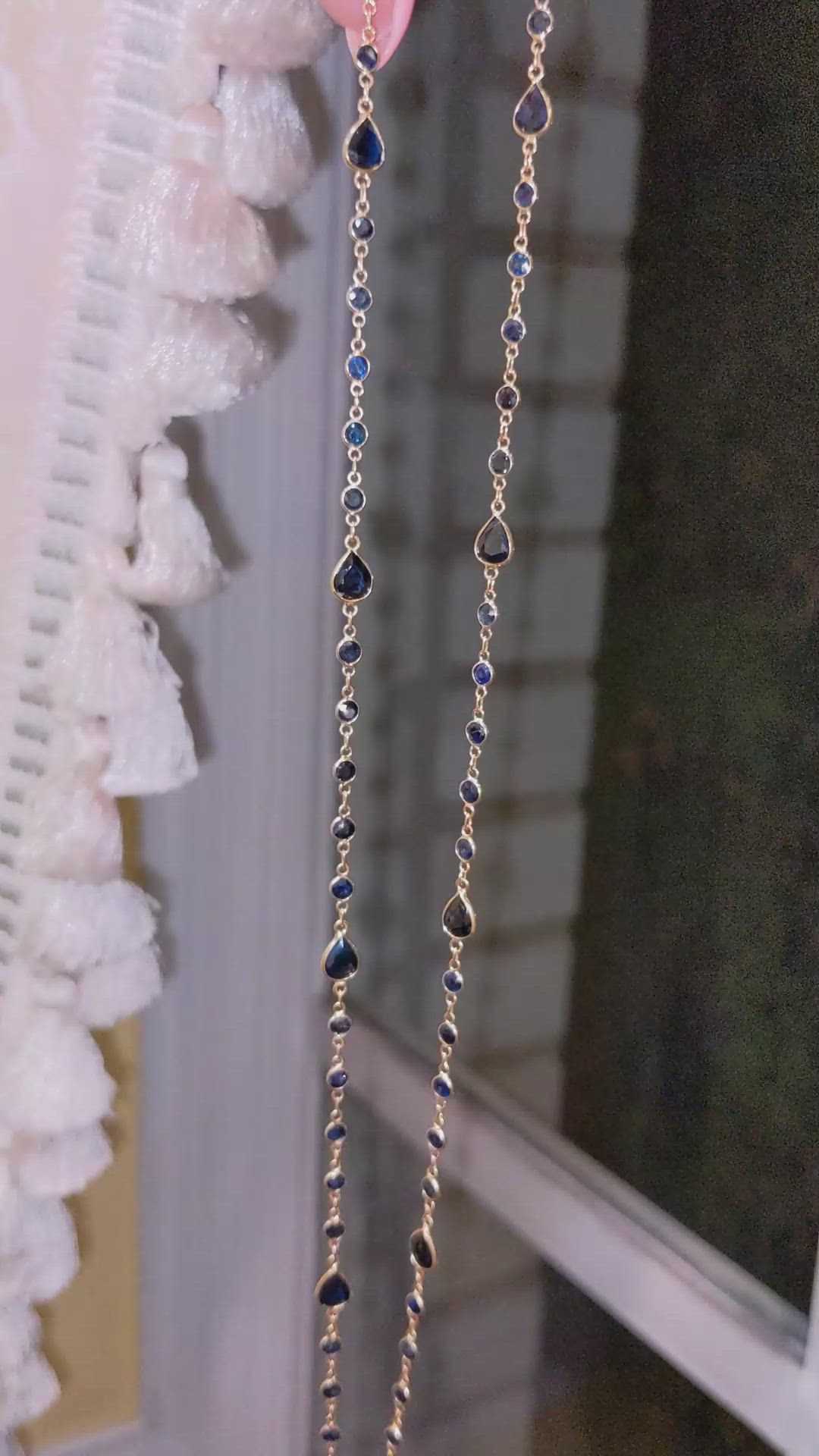 5.85 Ct. Blue Sapphire Bezel Necklace, 18K Yellow Gold Size Video