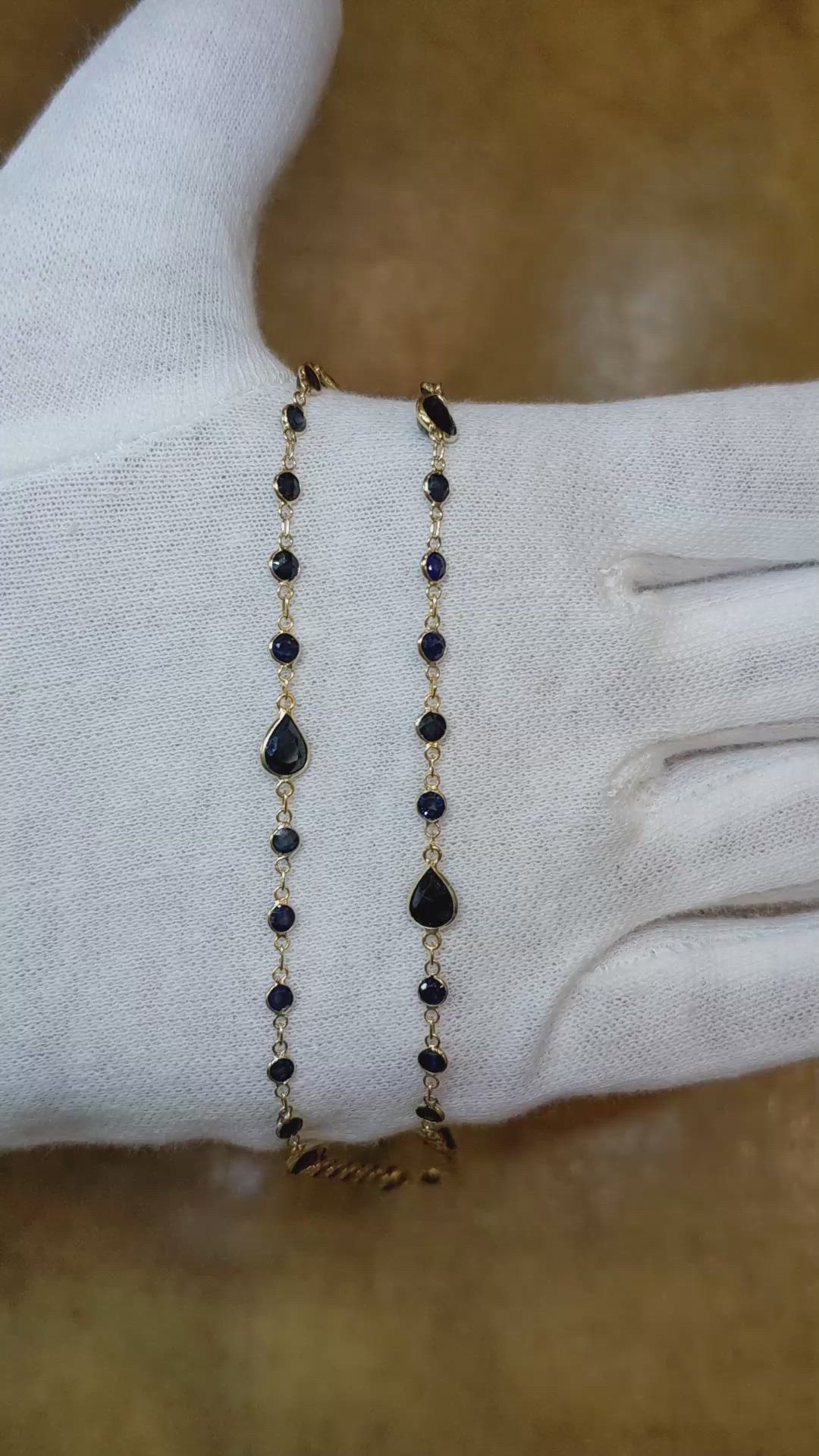 5.85 Ct. Blue Sapphire Bezel Necklace, 18K Yellow Gold Size Video