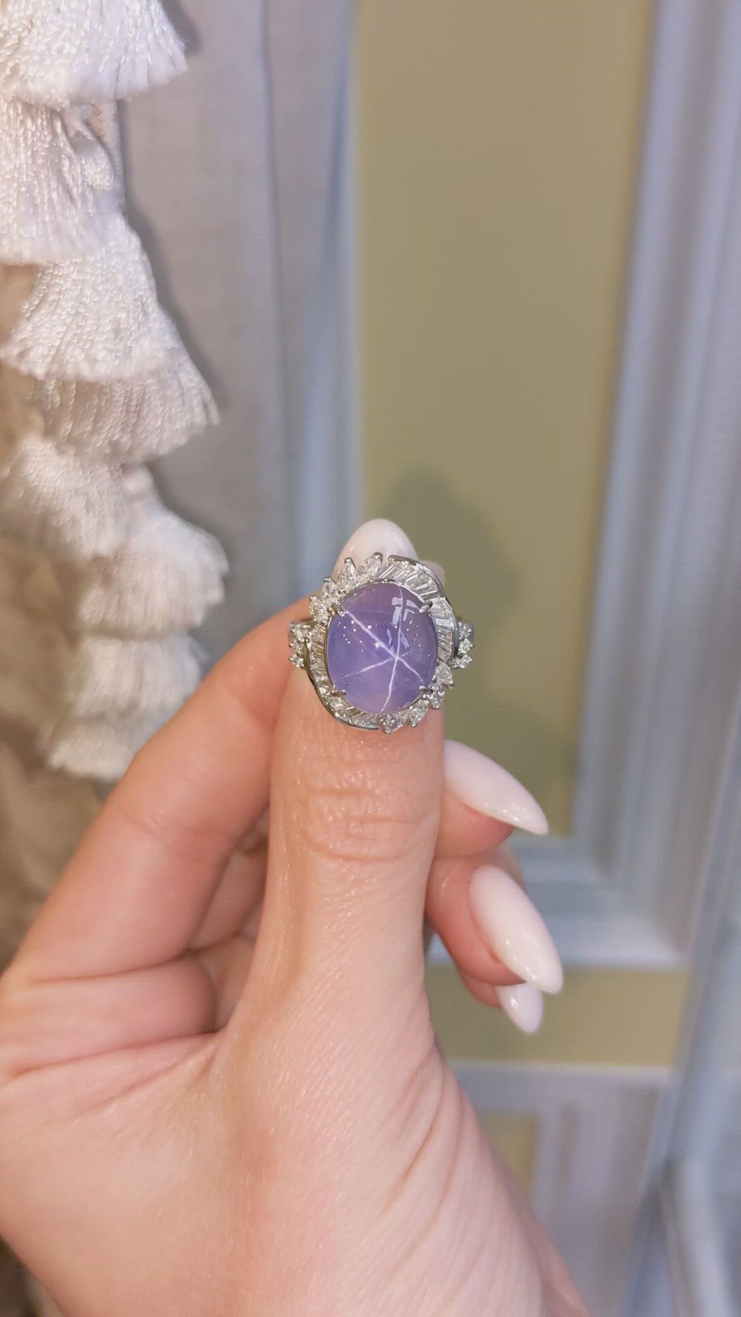 9.30 Ct. Bluish Purple Sapphire and Natural Diamond Antique Style Ring, Platinum 950 Size Video
