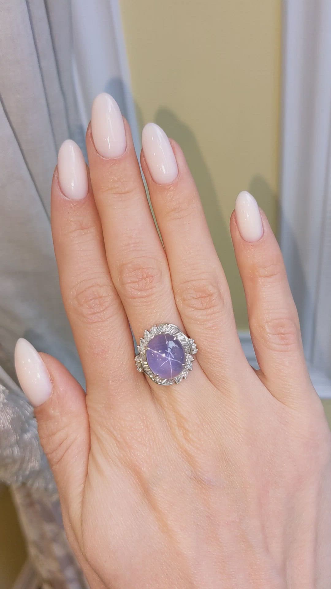 9.30 Ct. Bluish Purple Sapphire and Natural Diamond Antique Style Ring, Platinum 950 Size Video