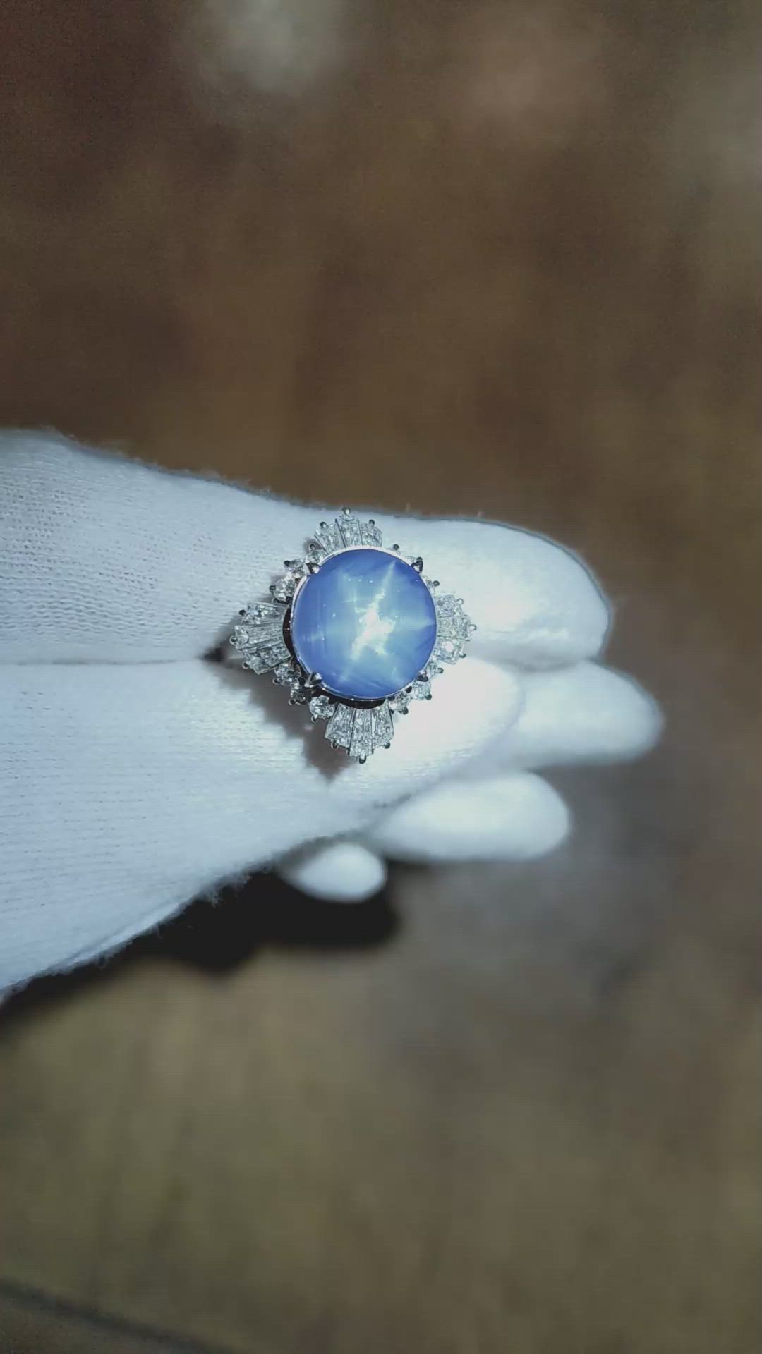 9.37 Ct. Blue Sapphire and Natural Diamond Antique Style Ring, Platinum 950 Size Video