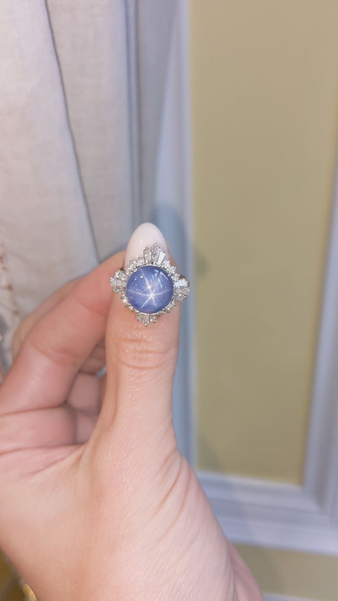 9.37 Ct. Blue Sapphire and Natural Diamond Antique Style Ring, Platinum 950 Size Video