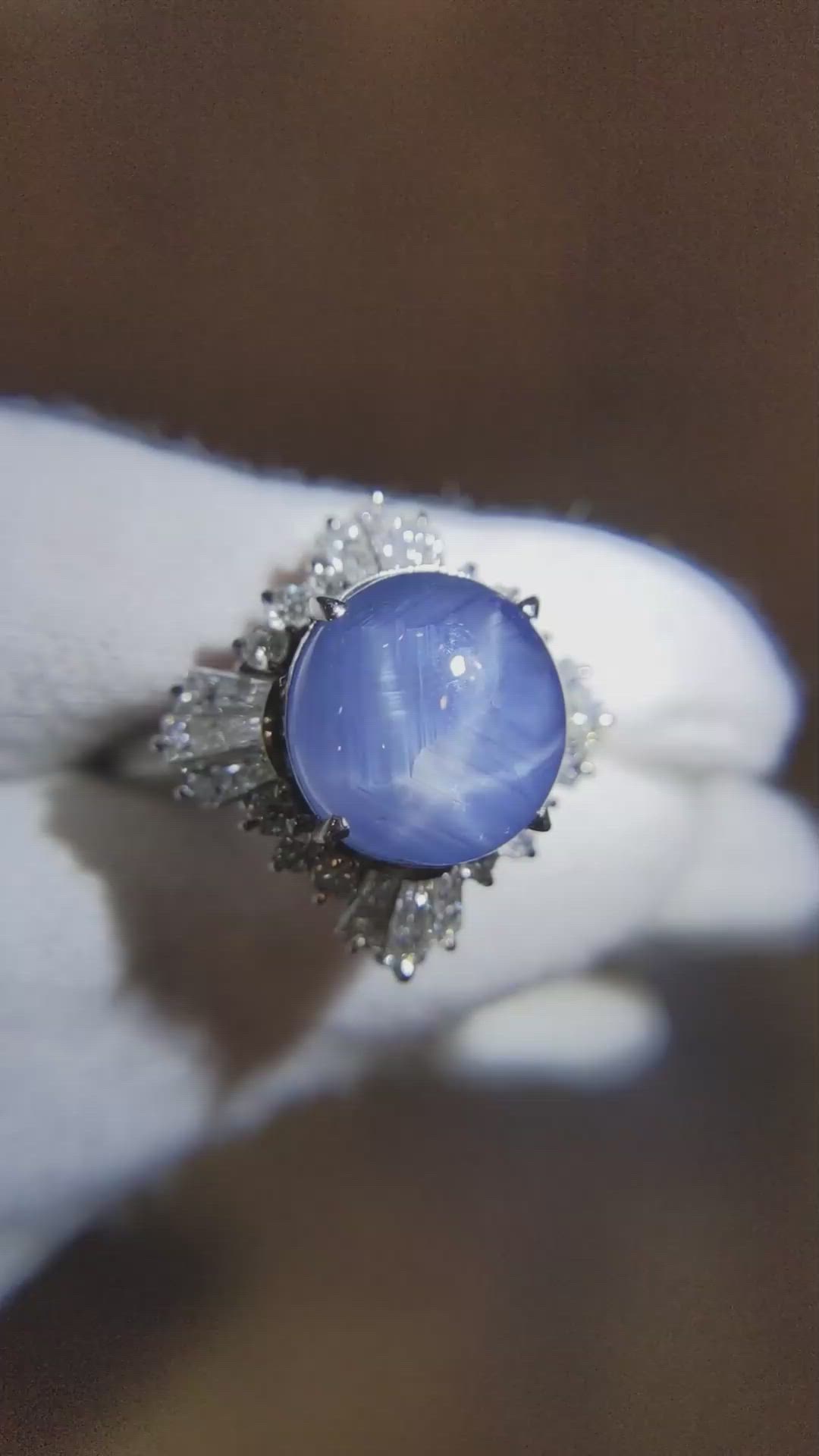 9.37 Ct. Blue Sapphire and Natural Diamond Antique Style Ring, Platinum 950 Size Video