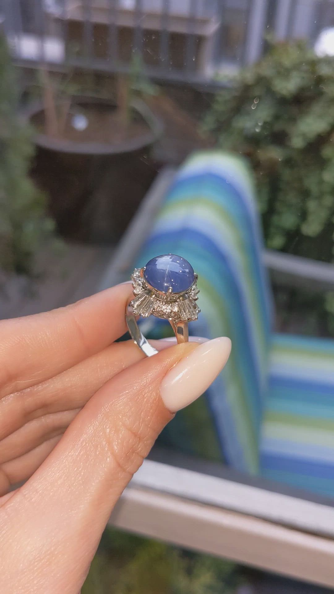 9.37 Ct. Blue Sapphire and Natural Diamond Antique Style Ring, Platinum 950 Size Video