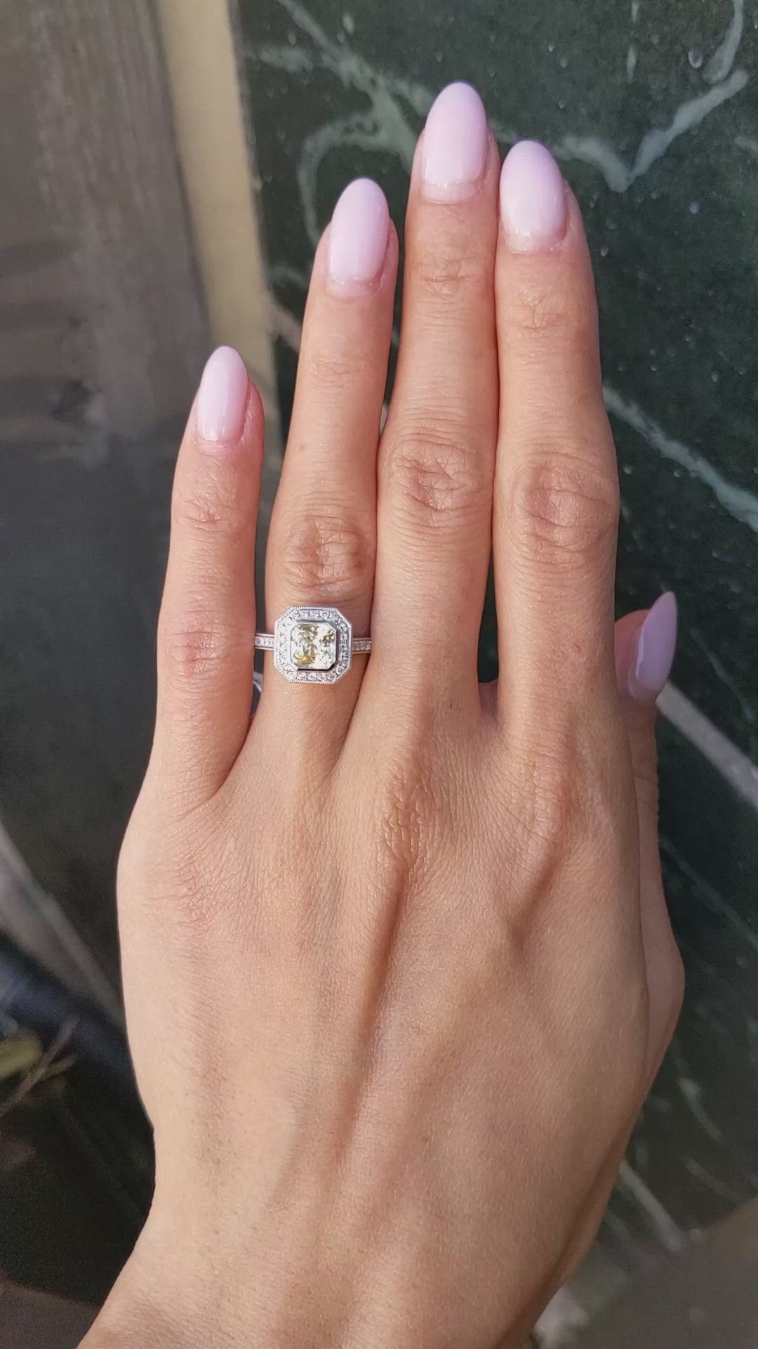 1.56 Ct. Yellow Sapphire and Natural Diamond Pave Ring, Platinum 950 Size Video