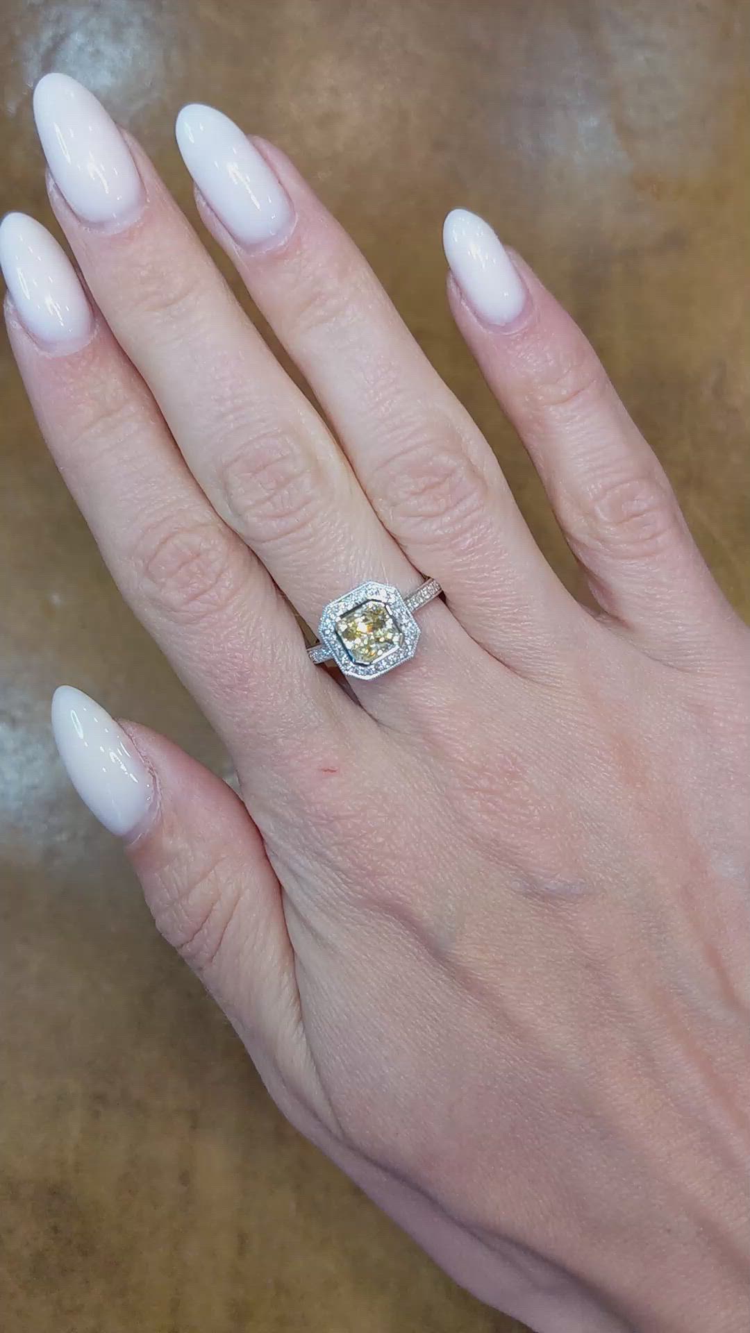 1.56 Ct. Yellow Sapphire and Natural Diamond Pave Ring, Platinum 950 Size Video