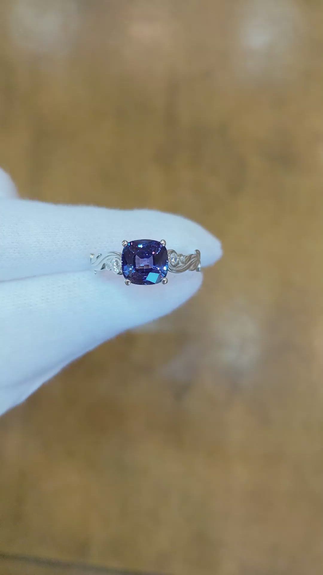 2.69 Ct. Purplish Blue Sapphire and Natural Diamond Floral Ring, Platinum 950 Size Video