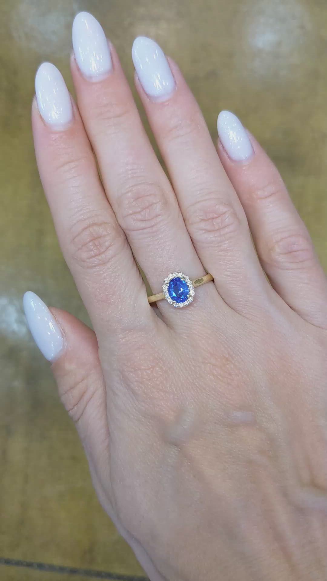1.00 Ct. Blue Sapphire and Natural Diamond Pave Ring, 14K Yellow Gold Size Video