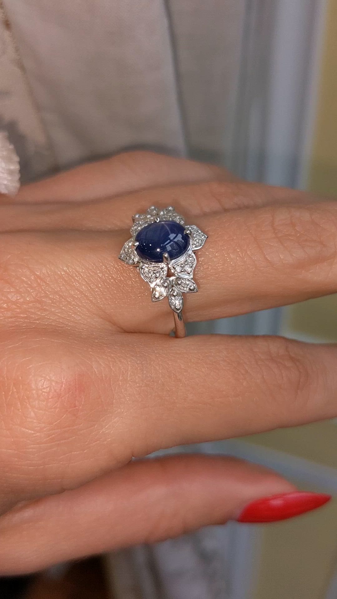 2.97 Ct. Blue Sapphire and Natural Diamond Pave Ring, Platinum 950 Size Video