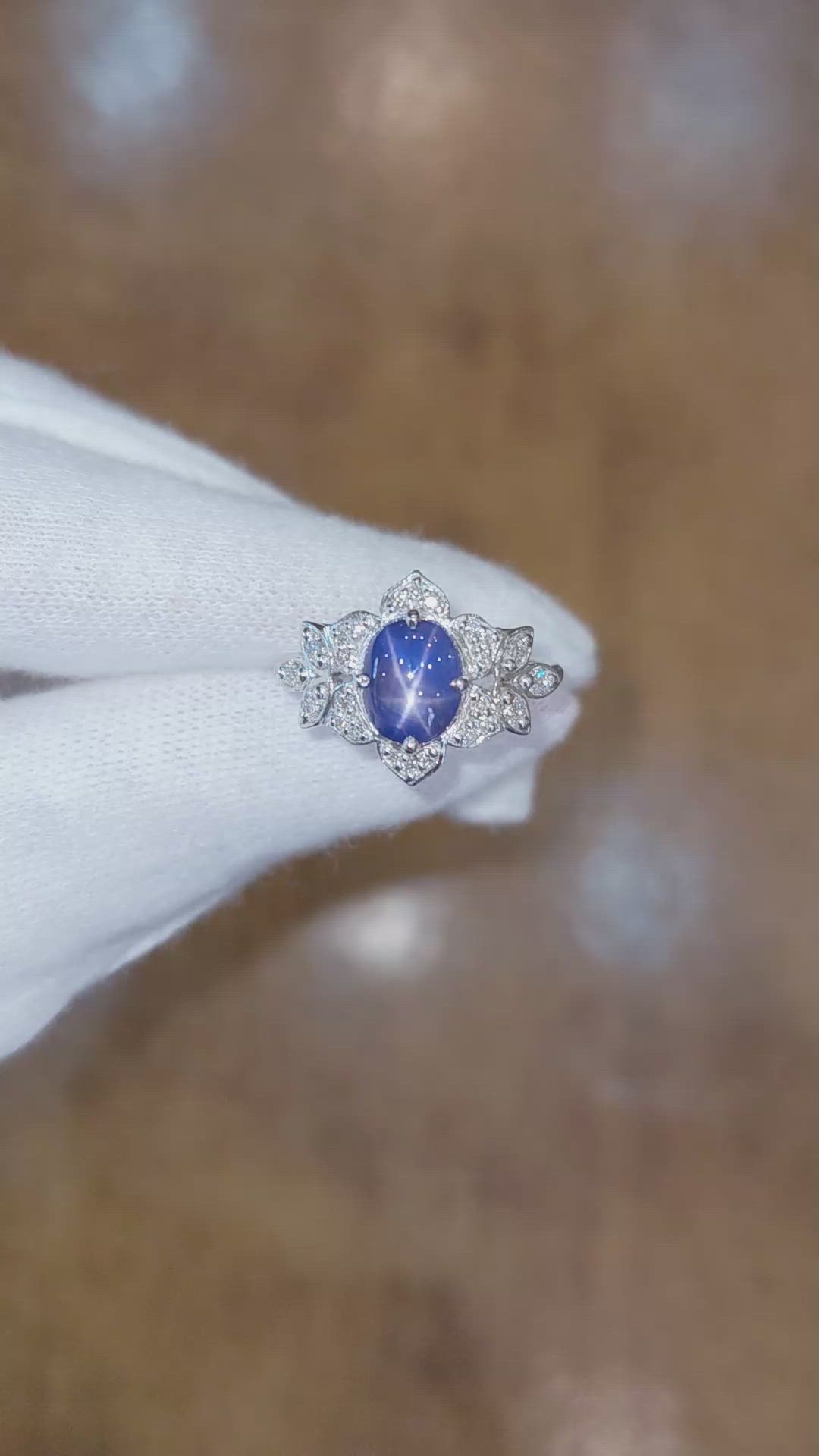 2.97 Ct. Blue Sapphire and Natural Diamond Pave Ring, Platinum 950 Size Video