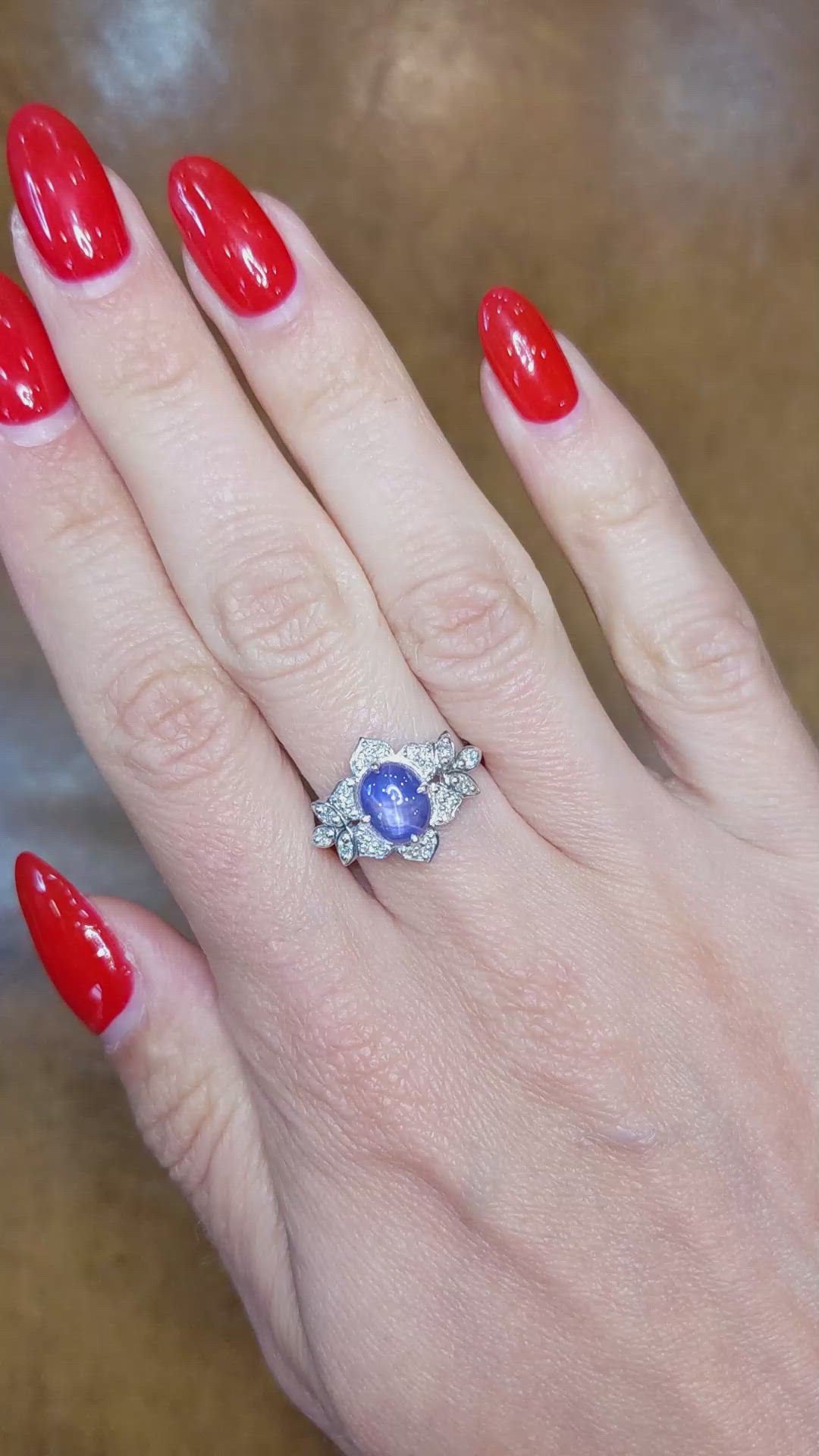 2.97 Ct. Blue Sapphire and Natural Diamond Pave Ring, Platinum 950 Size Video