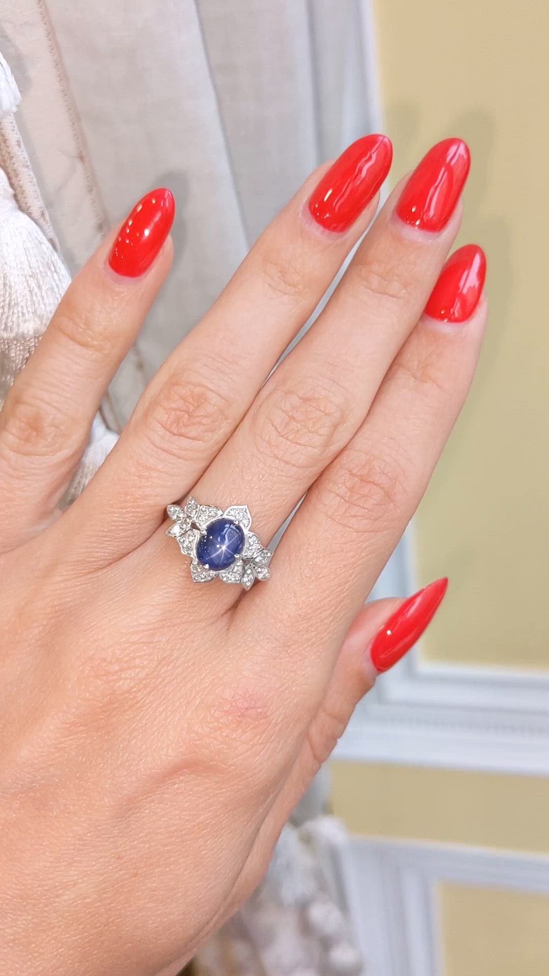 2.97 Ct. Blue Sapphire and Natural Diamond Pave Ring, Platinum 950 Size Video