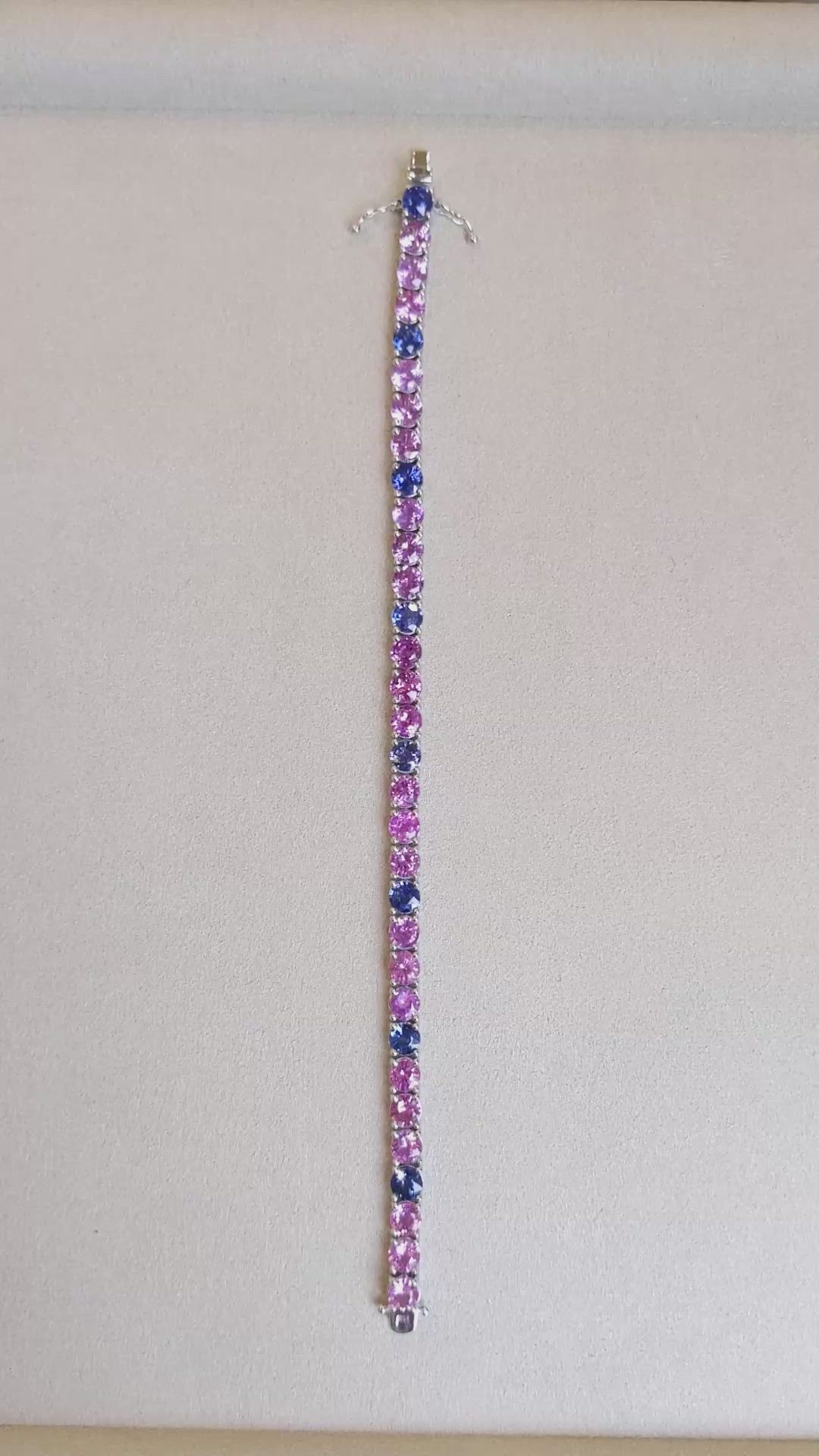 19.85 Ct.Tw. Multi Color Sapphire Pave Bracelet, 14K White Gold Size Video