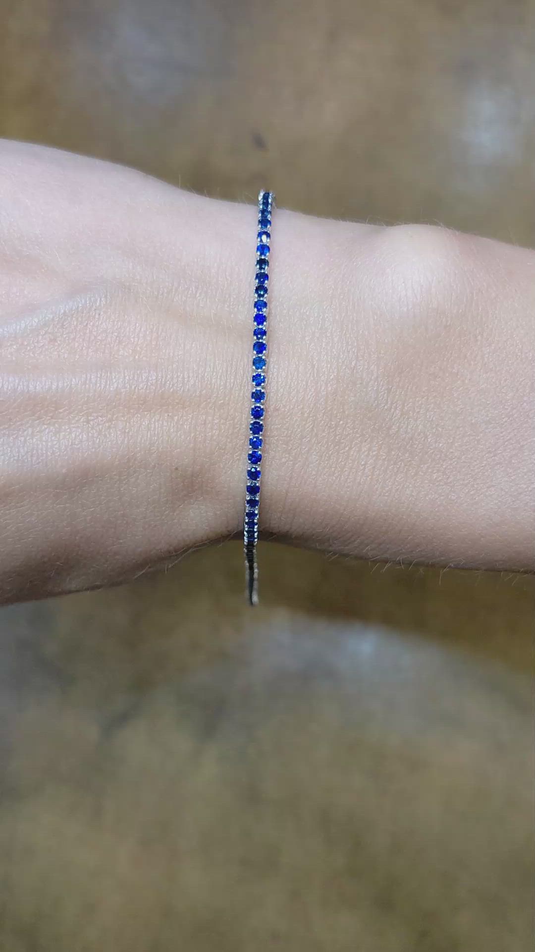 2.44 Ct.Tw. Blue Sapphire Tennis/Line Bracelet, 14K White Gold Size Video