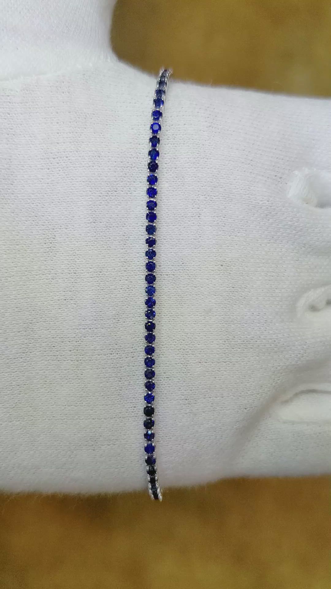 2.44 Ct.Tw. Blue Sapphire Tennis/Line Bracelet, 14K White Gold Size Video