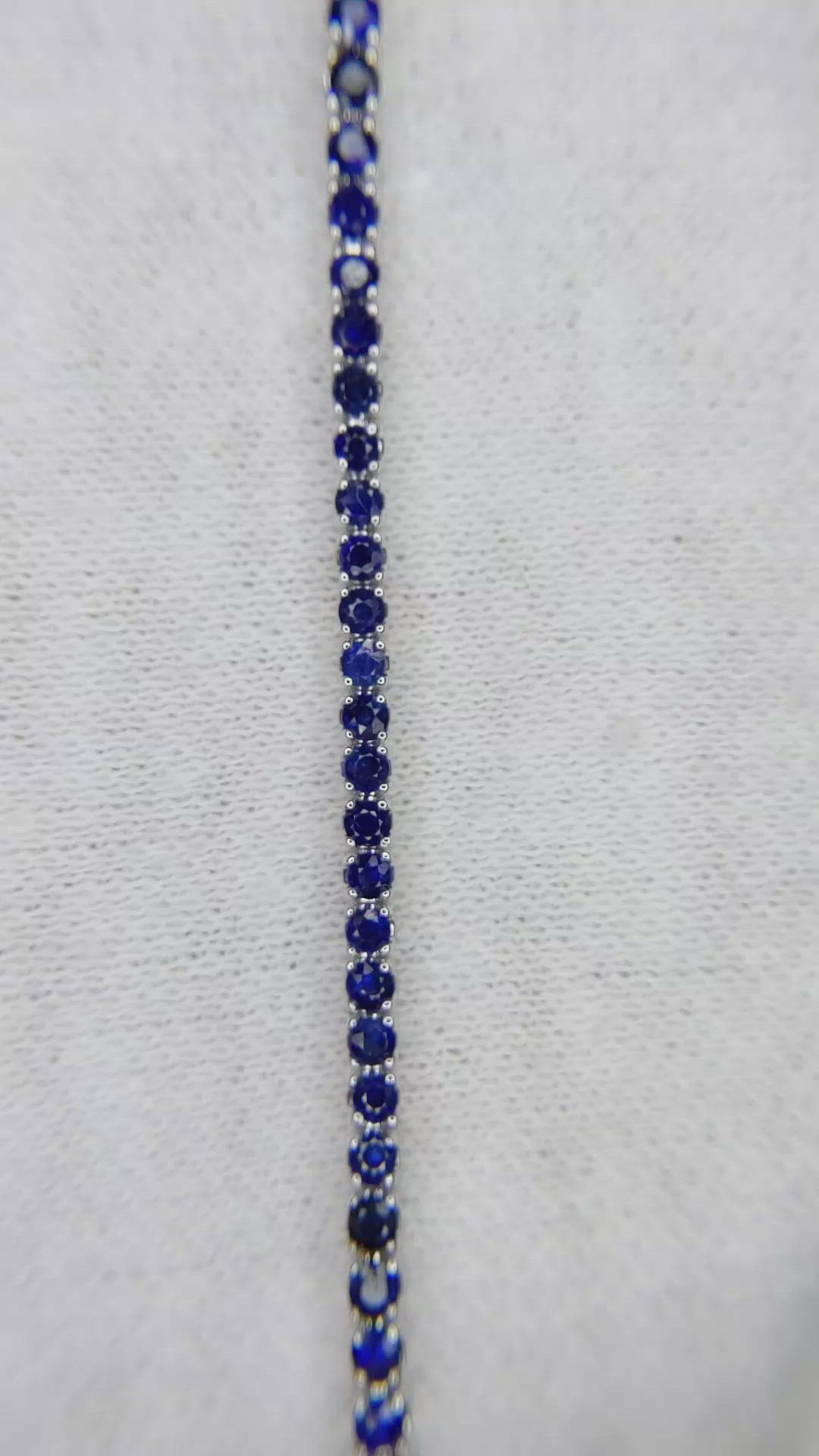 2.44 Ct.Tw. Blue Sapphire Tennis/Line Bracelet, 14K White Gold Size Video