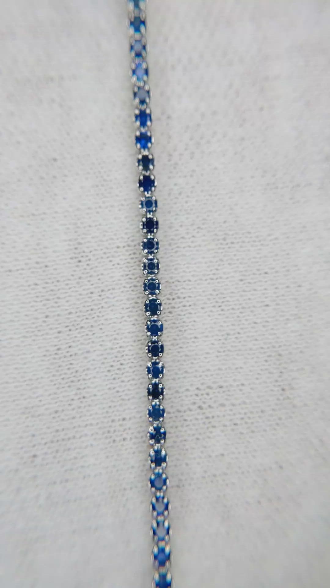 1.60 Ct.Tw. Blue Sapphire Tennis/Line Bracelet, 14K White Gold Size Video