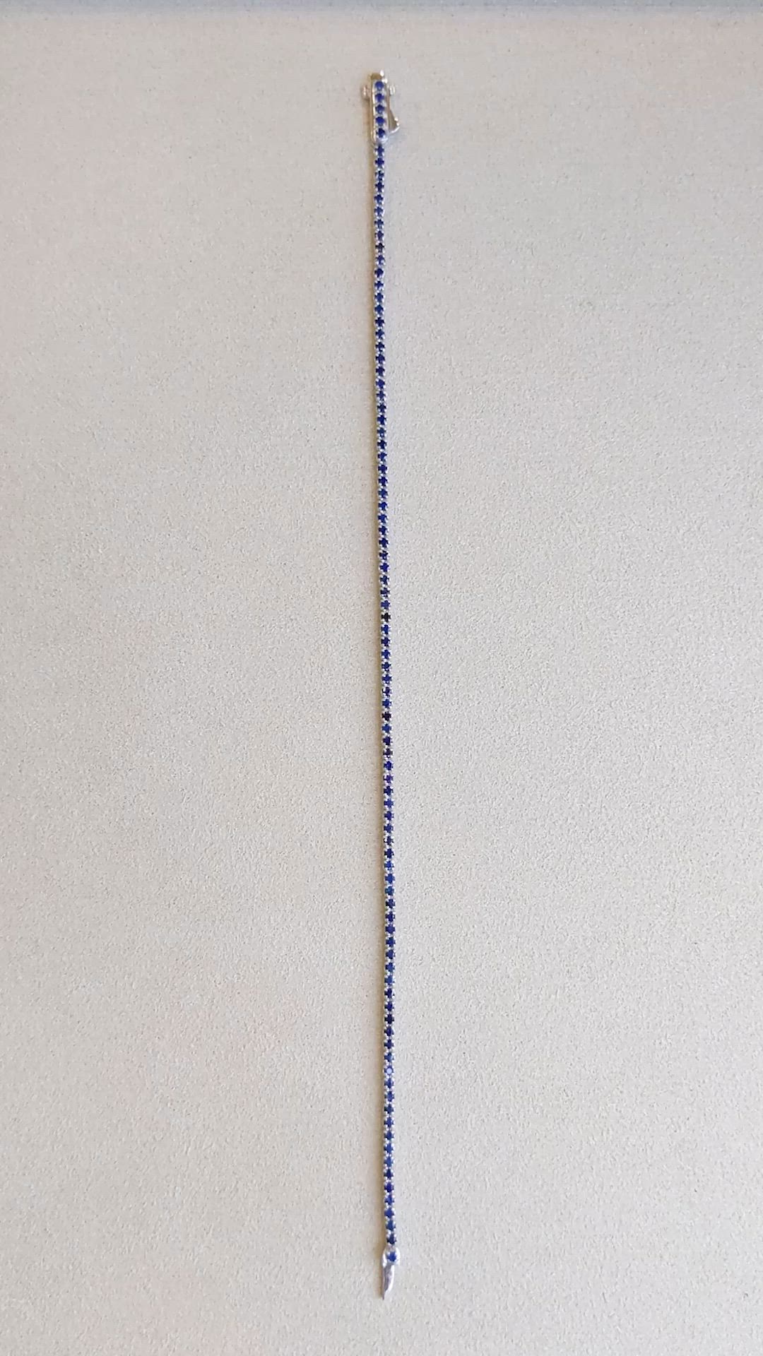1.60 Ct.Tw. Blue Sapphire Tennis/Line Bracelet, 14K White Gold Size Video