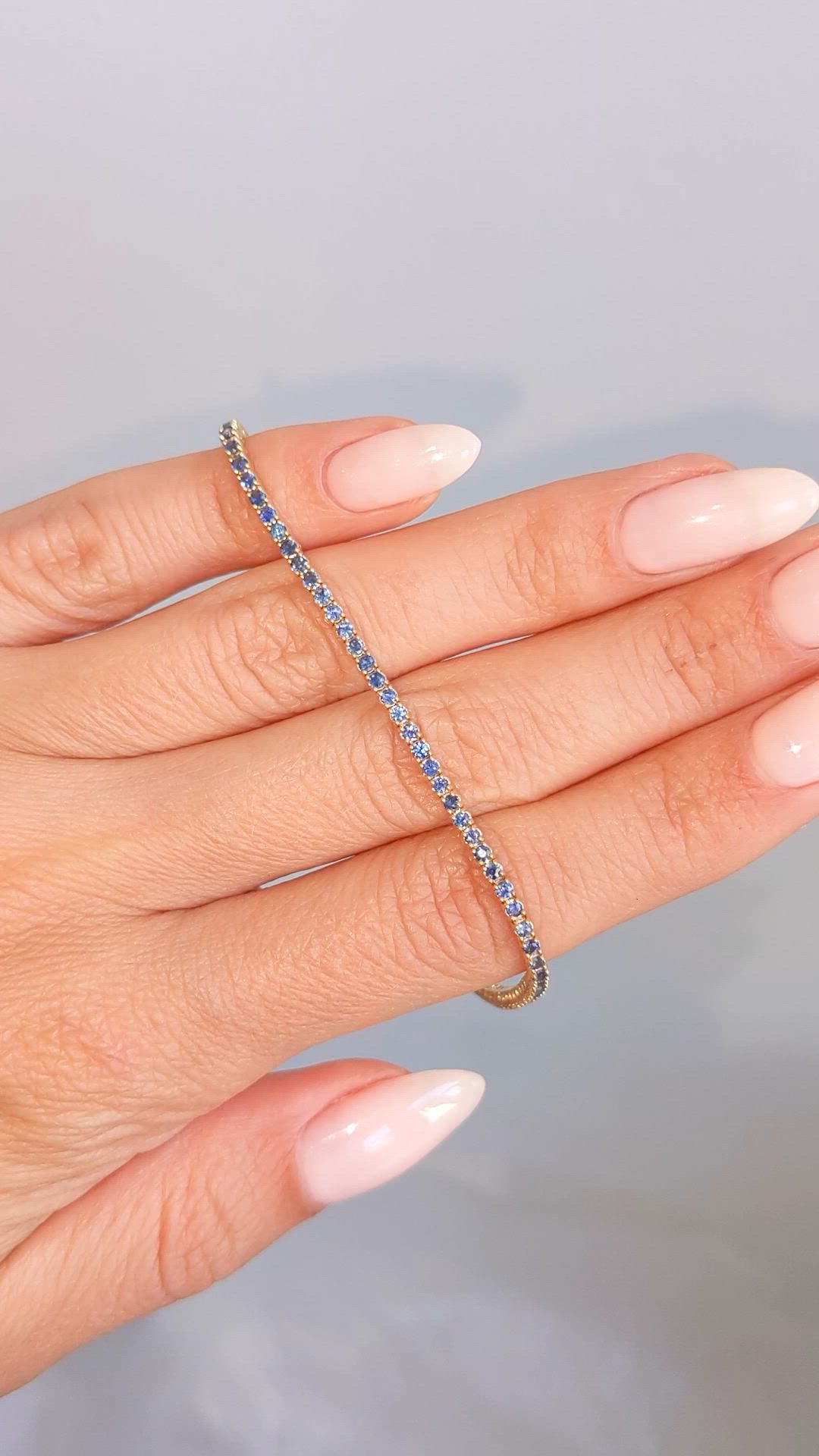 1.58 Ct.Tw. Blue Sapphire Tennis/Line Bracelet, 14K Yellow Gold Size Video