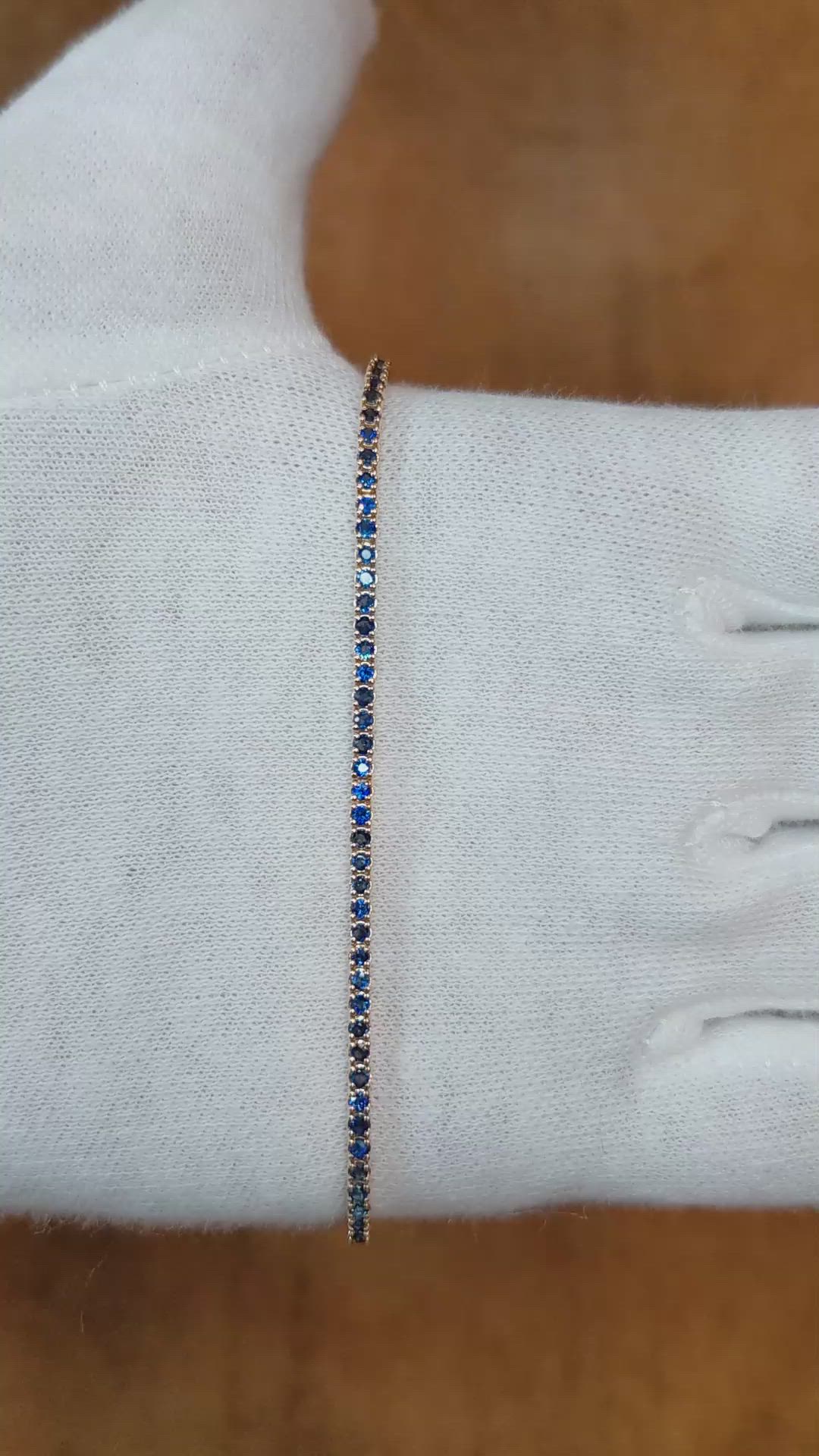 1.58 Ct.Tw. Blue Sapphire Tennis/Line Bracelet, 14K Yellow Gold Size Video