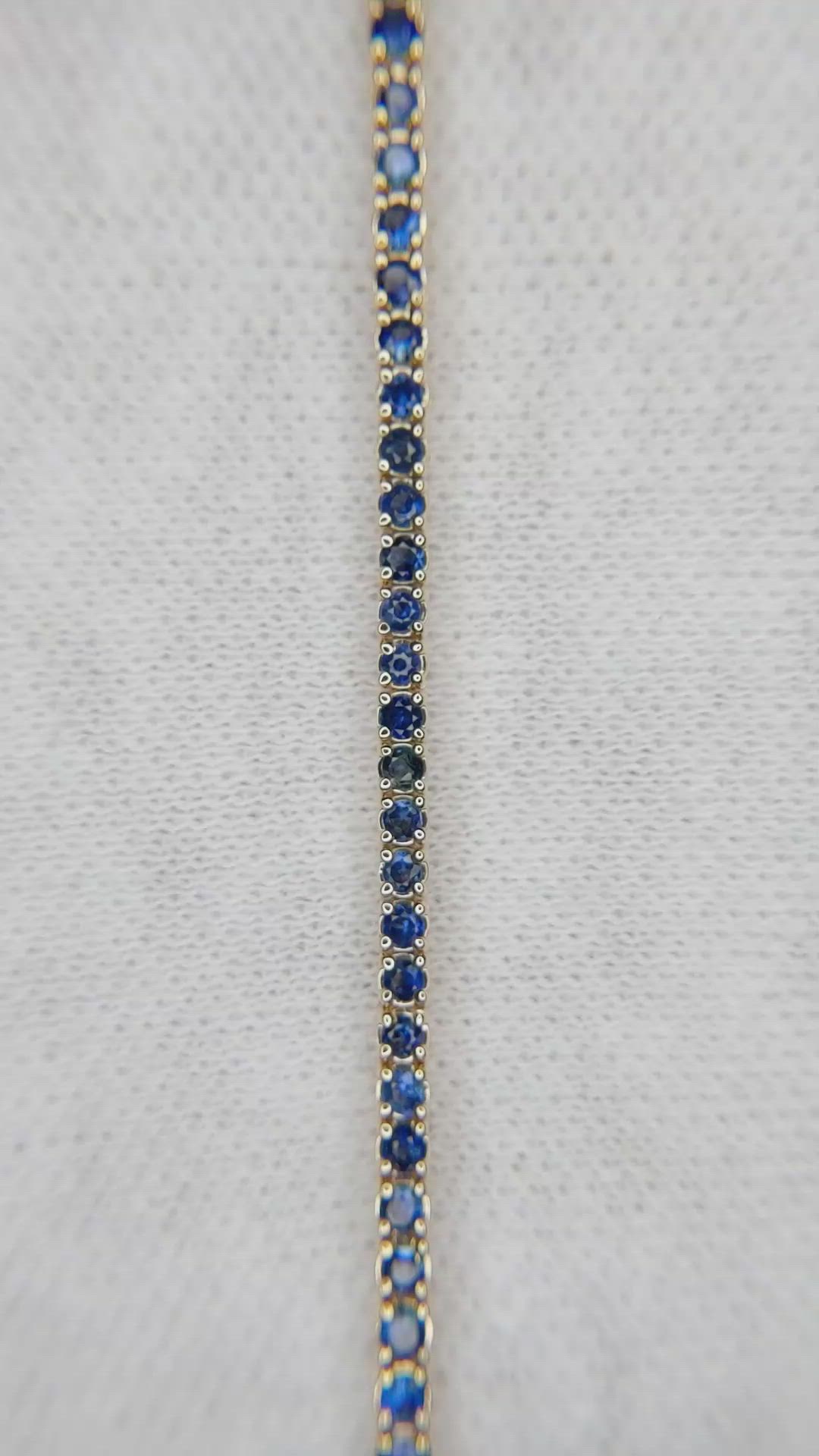 1.58 Ct.Tw. Blue Sapphire Tennis/Line Bracelet, 14K Yellow Gold Size Video