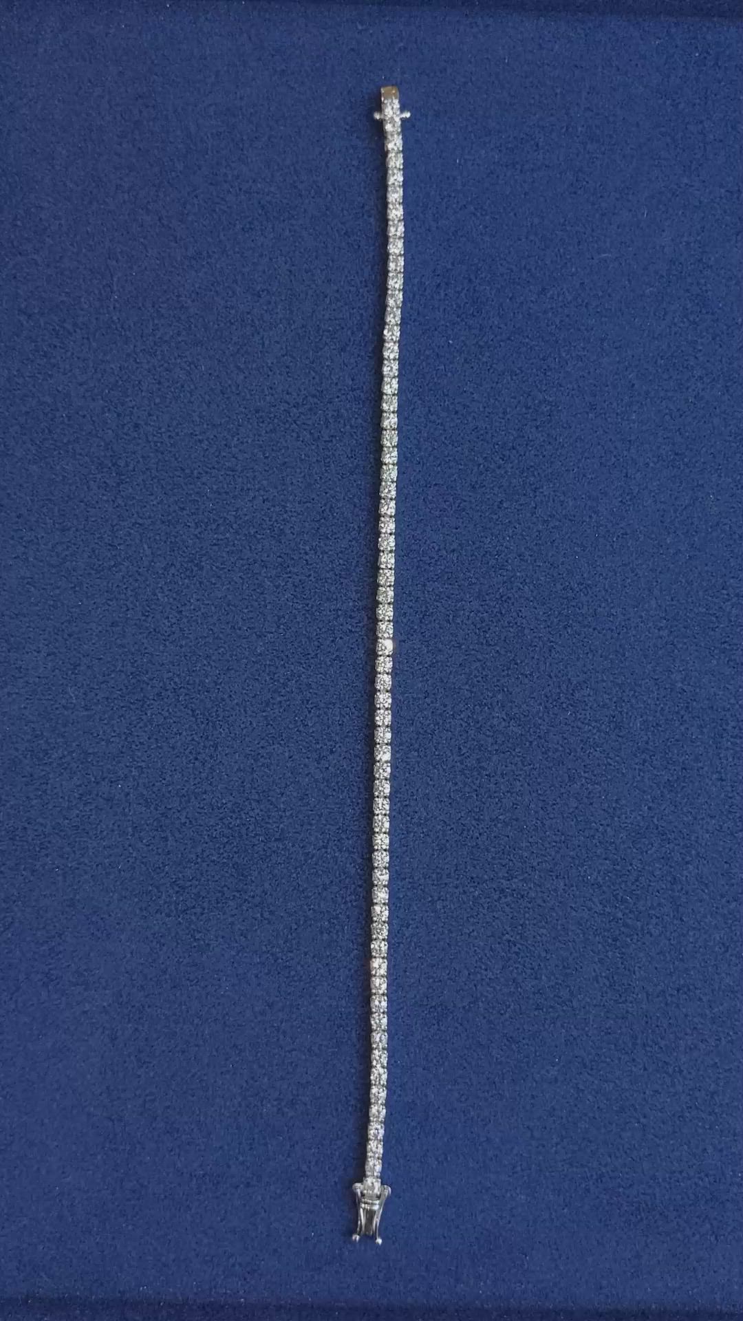 3.93&nbsp;Ct.Tw.Total Carat Weight Natural Diamond Pave Bracelet, 14K White Gold Size Video