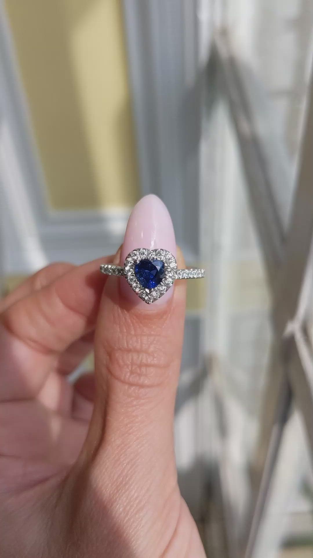 0.73 Ct. Blue Sapphire and Natural Diamond Pave Ring, Platinum 950 Size Video