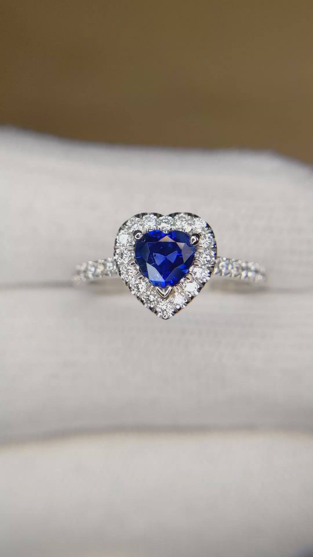 0.73 Ct. Blue Sapphire and Natural Diamond Pave Ring, Platinum 950 Size Video