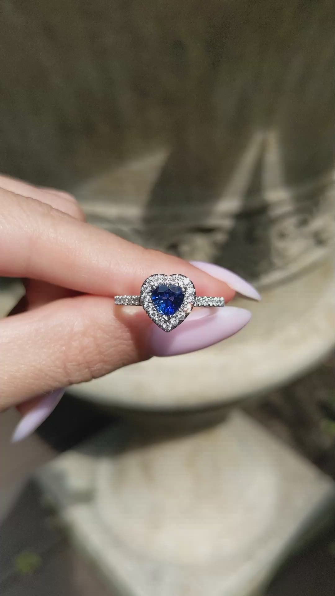 0.73 Ct. Blue Sapphire and Natural Diamond Pave Ring, Platinum 950 Size Video