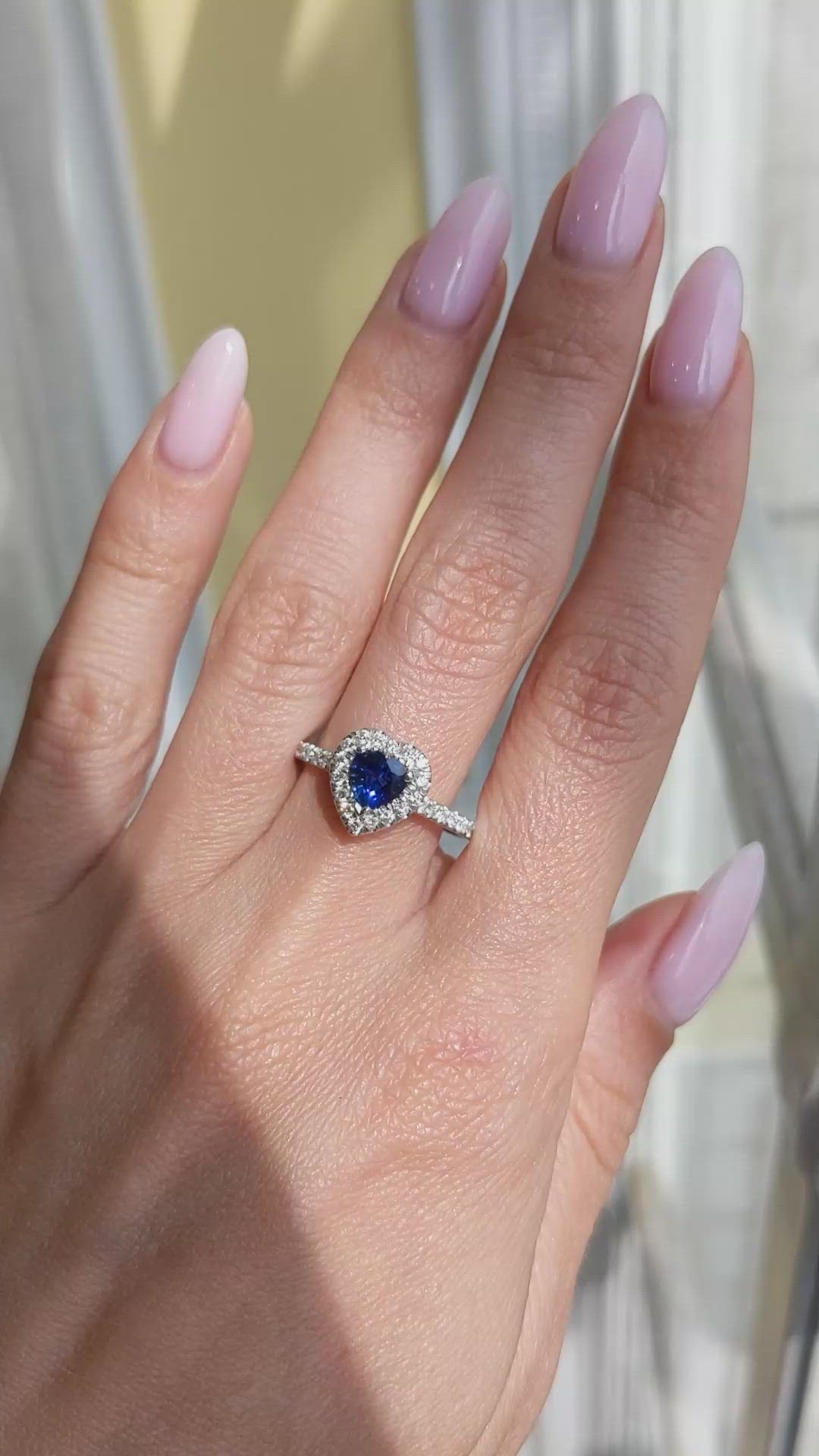 0.73 Ct. Blue Sapphire and Natural Diamond Pave Ring, Platinum 950 Size Video