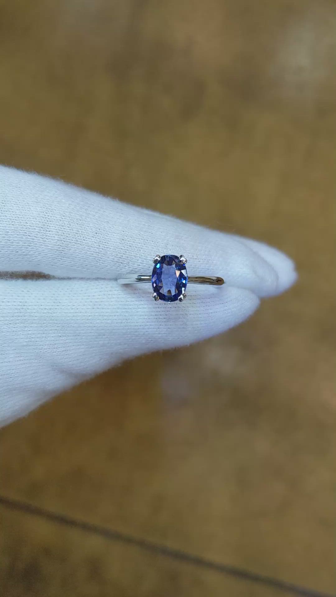 1.14 Ct. Blue Sapphire Solitaire Ring, Platinum 950 Size Video