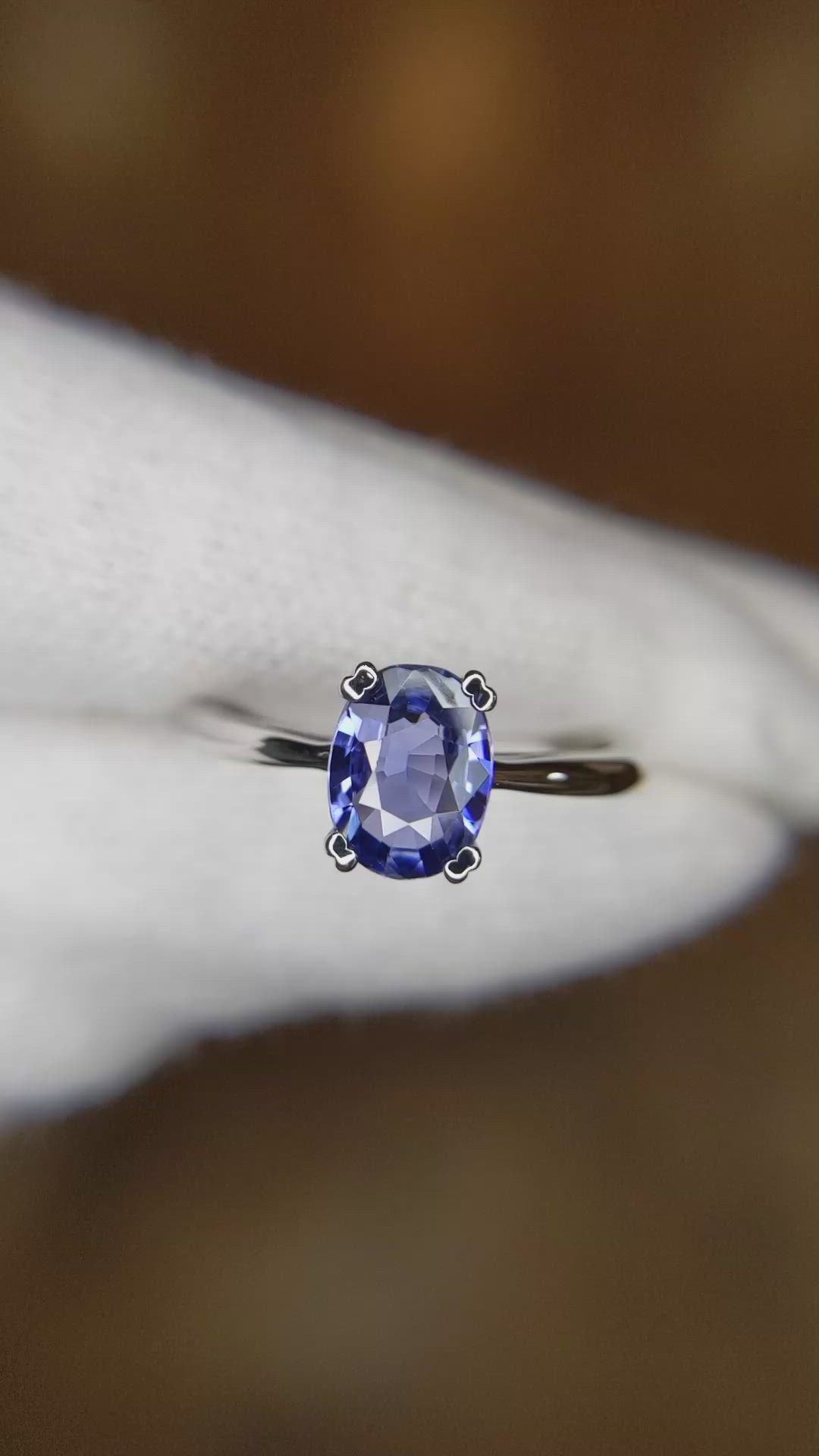 1.14 Ct. Blue Sapphire Solitaire Ring, Platinum 950 Size Video