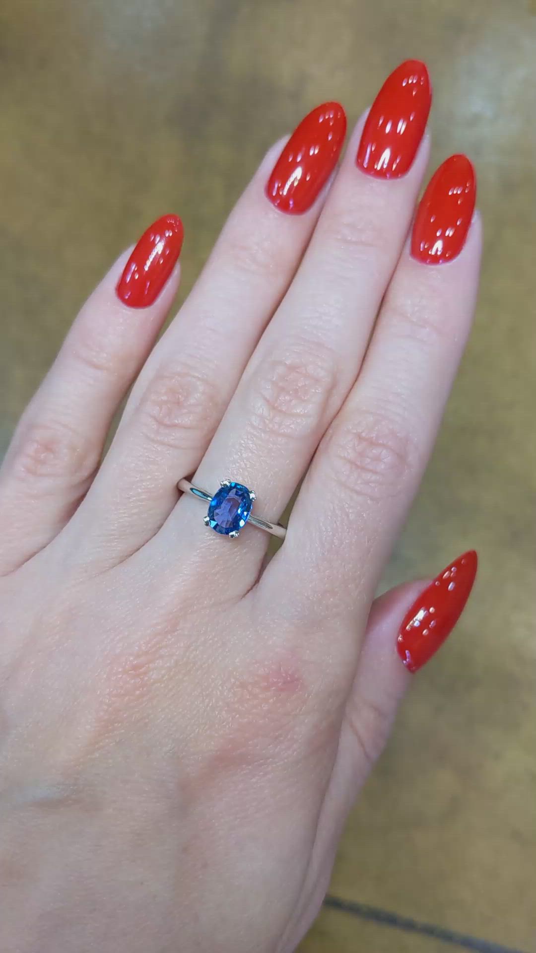 1.14 Ct. Blue Sapphire Solitaire Ring, Platinum 950 Size Video