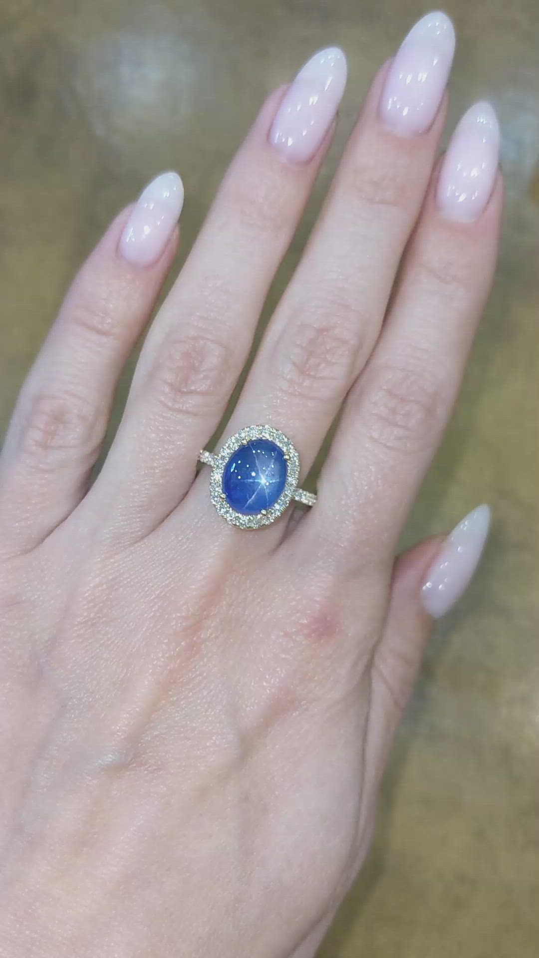7.38 Ct. Blue Sapphire and Natural Diamond Pave Ring, 14K Yellow Gold Size Video