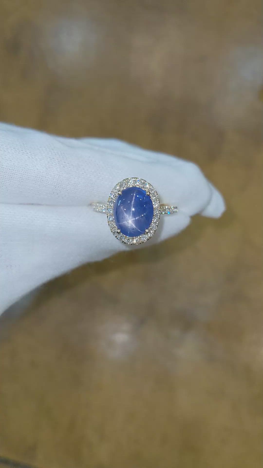 7.38 Ct. Blue Sapphire and Natural Diamond Pave Ring, 14K Yellow Gold Size Video