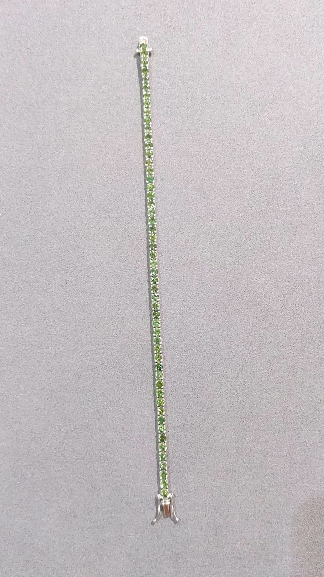 7.00 Ct.Tw. Green Sapphire Tennis/Line Bracelet, 14K White Gold Size Video