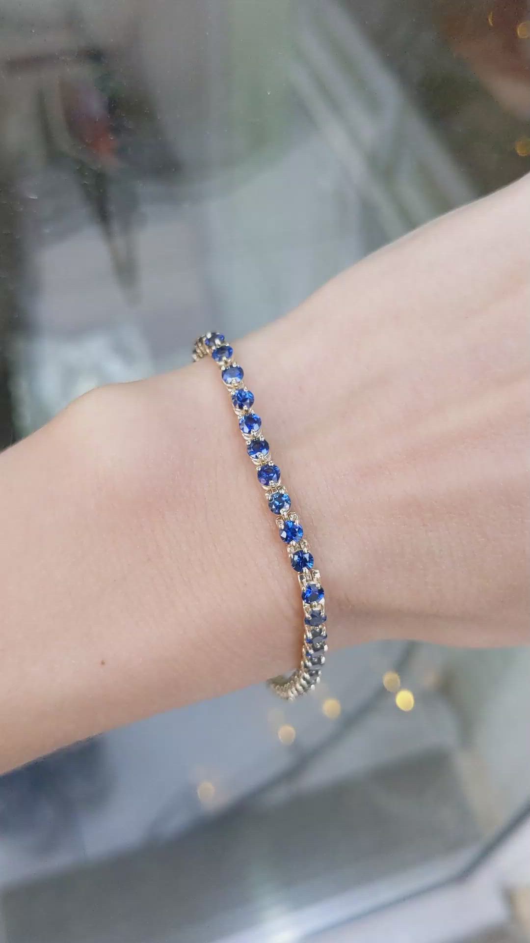 6.08 Ct.Tw. Blue Sapphire Tennis/Line Bracelet, 14K Yellow Gold Size Video