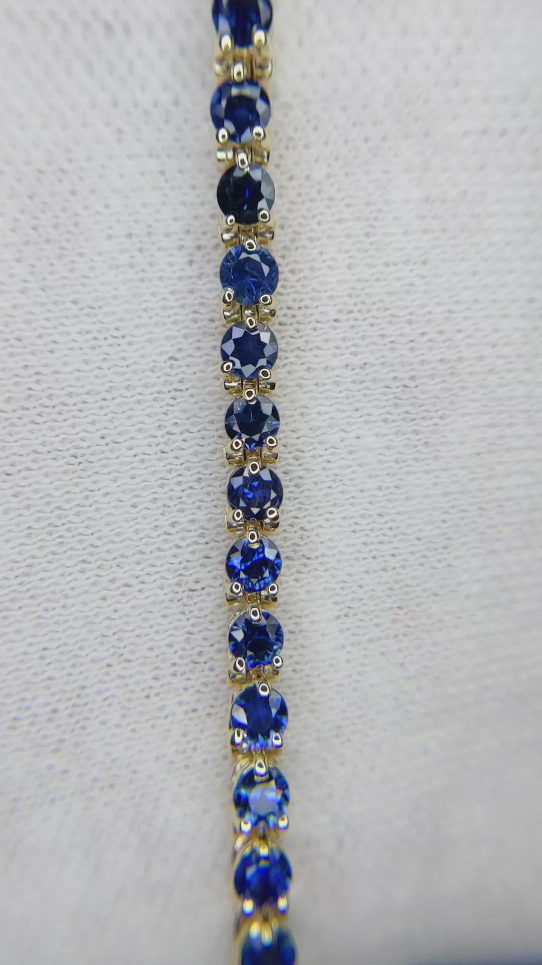 6.08 Ct.Tw. Blue Sapphire Tennis/Line Bracelet, 14K Yellow Gold Size Video