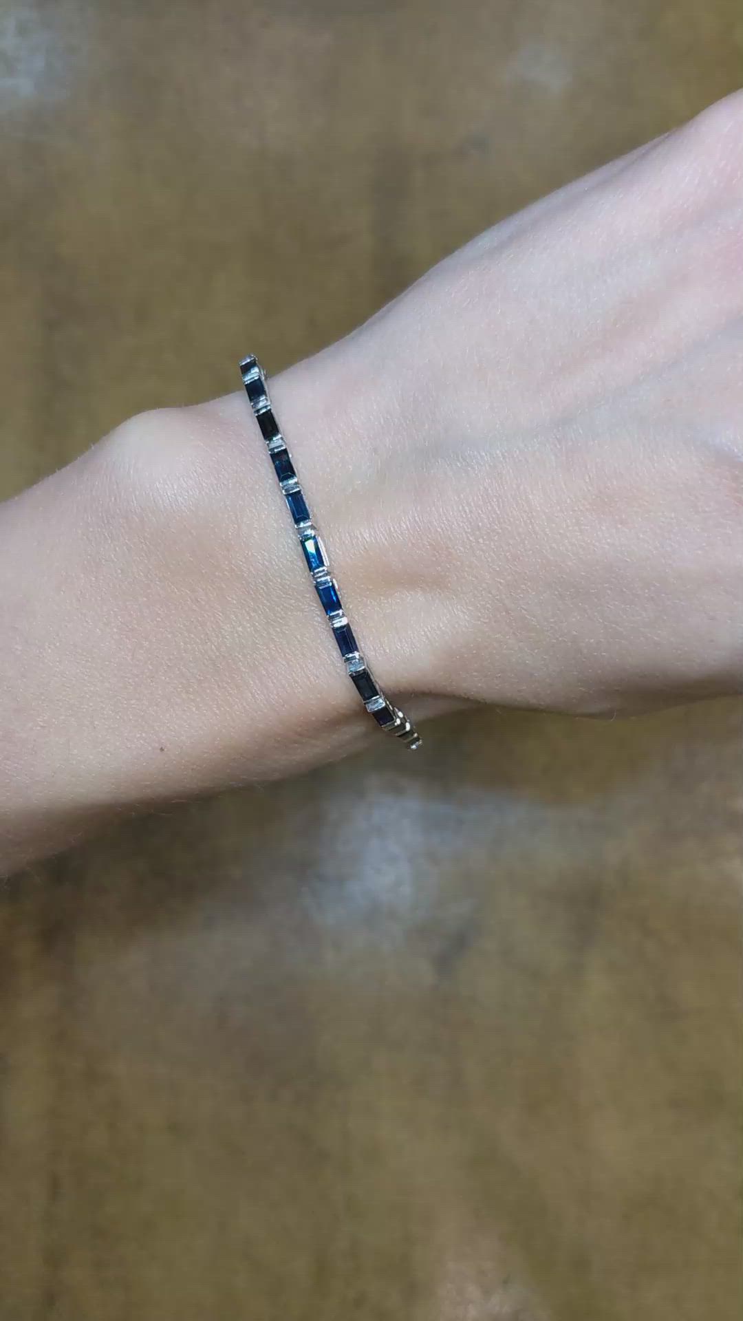 4.89 Ct.Tw. Blue Sapphire Tennis/Line Bracelet, 14K White Gold Size Video