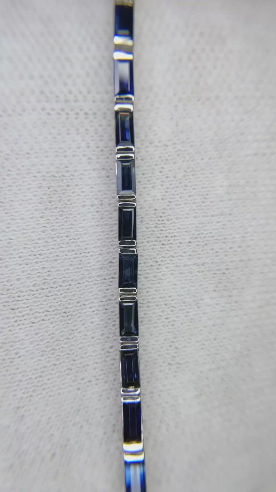 4.89 Ct.Tw. Blue Sapphire Tennis/Line Bracelet, 14K White Gold Size Video