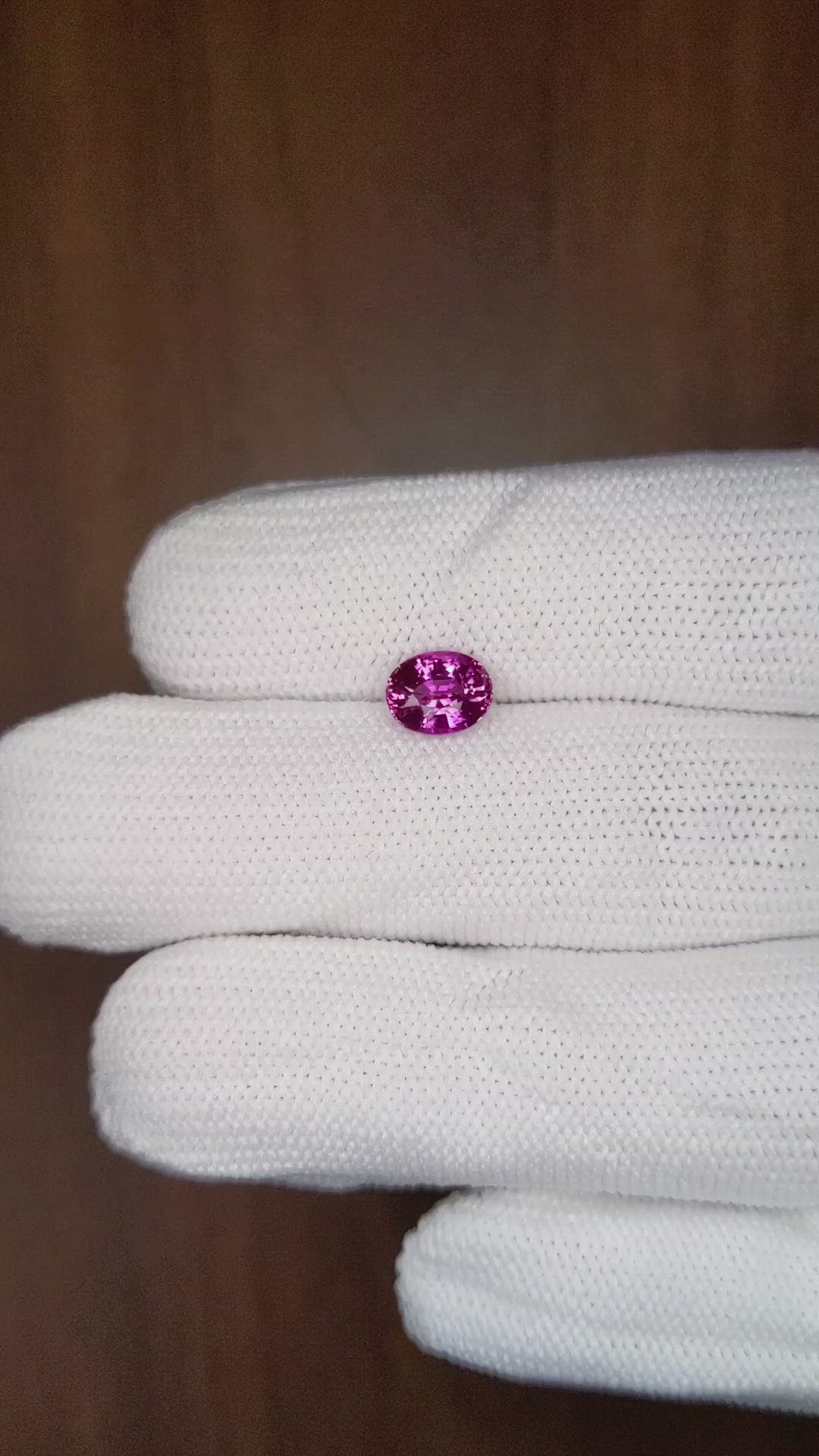 1.37 Ct. Purplish Pink Sapphire from Ceylon (Sri Lanka) Size Video