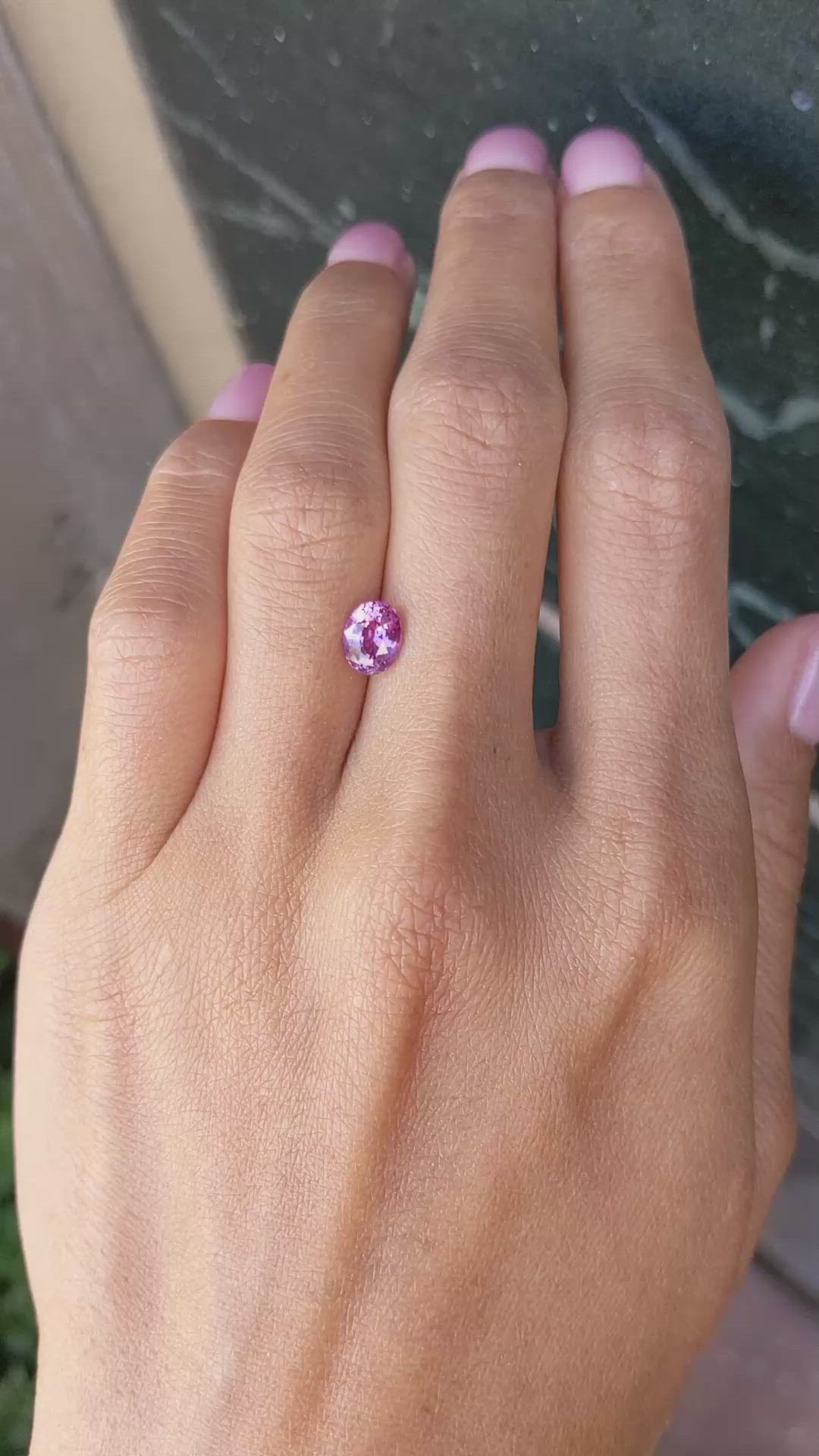 1.37 Ct. Purplish Pink Sapphire from Ceylon (Sri Lanka) Size Video