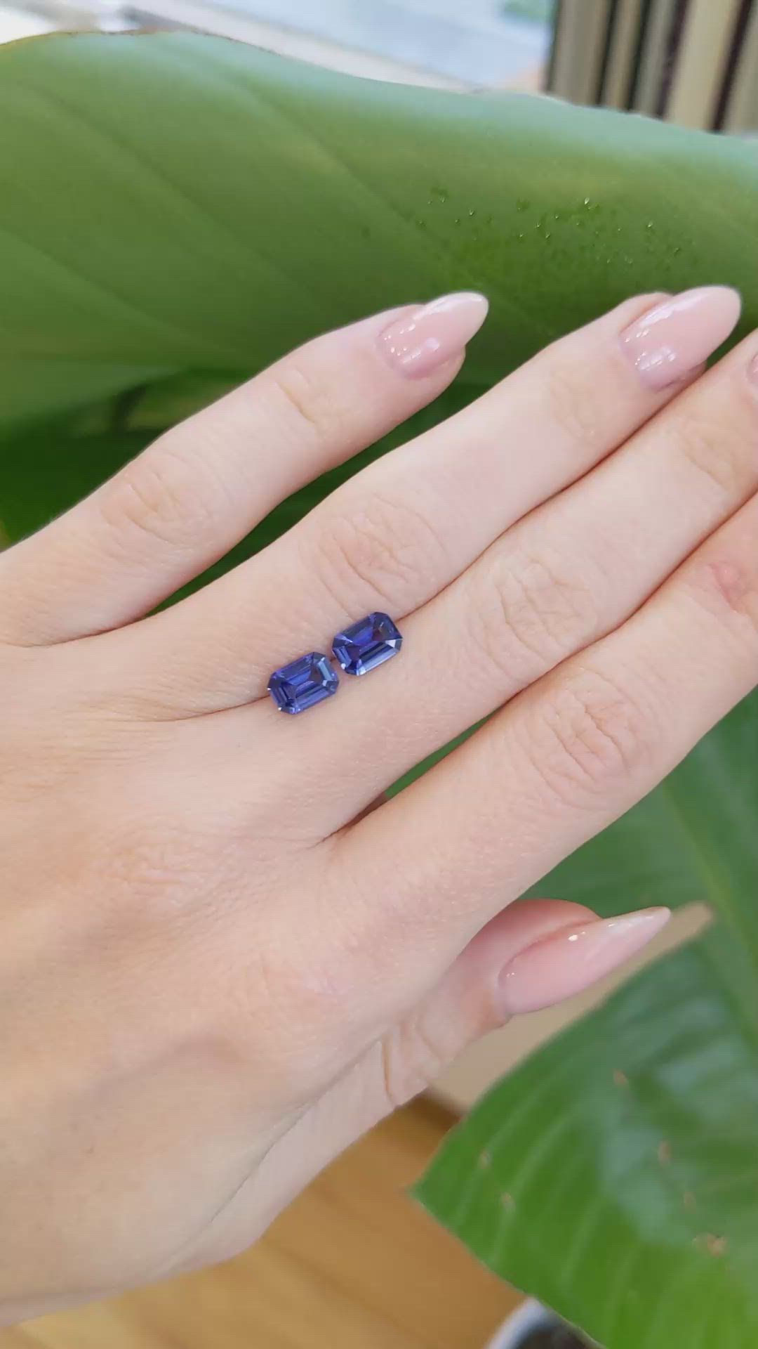 1.89 Ct.Tw.Total Carat Weight Blue Sapphire Pair from Ceylon (Sri Lanka) Size Video